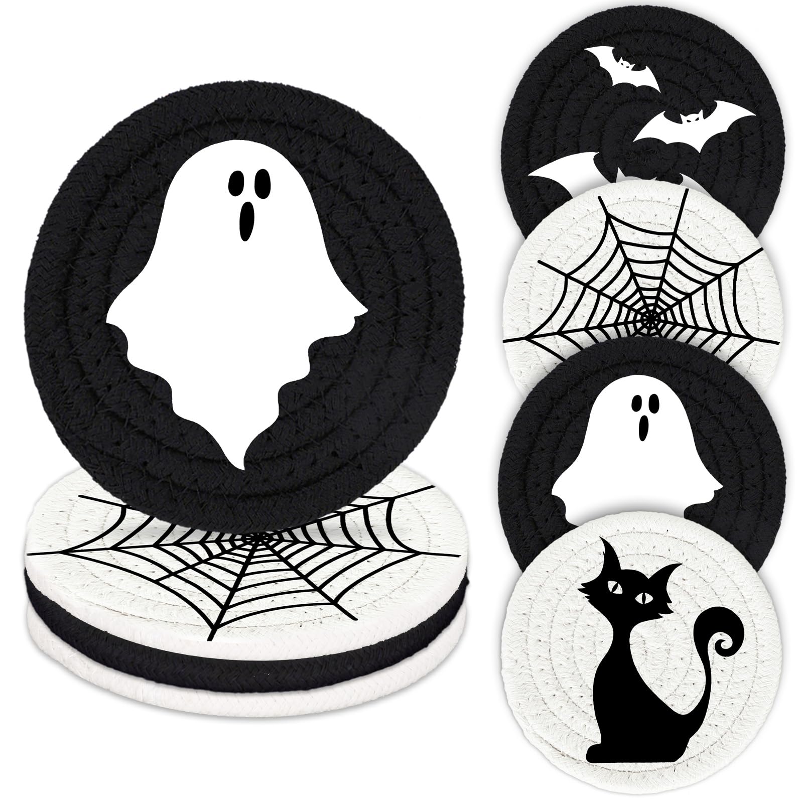 Dessous de verre d'Halloween fait main en coton lot de 4 idée cadeau décoration automne