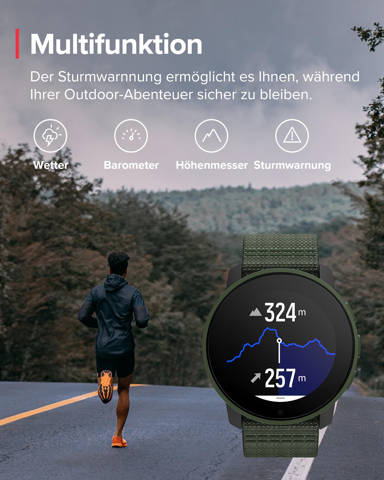 SUUNTO 9 Peak Multisport Uhr - Robust Outdoor Smartwatch, Saphirglas Bildschirm & 100m Wasserdicht, Leicht & Dünn, Präzise GPS, Lange Akkulaufzeit, Pulsmessung am Handgelenk, Hergestellt in Finland