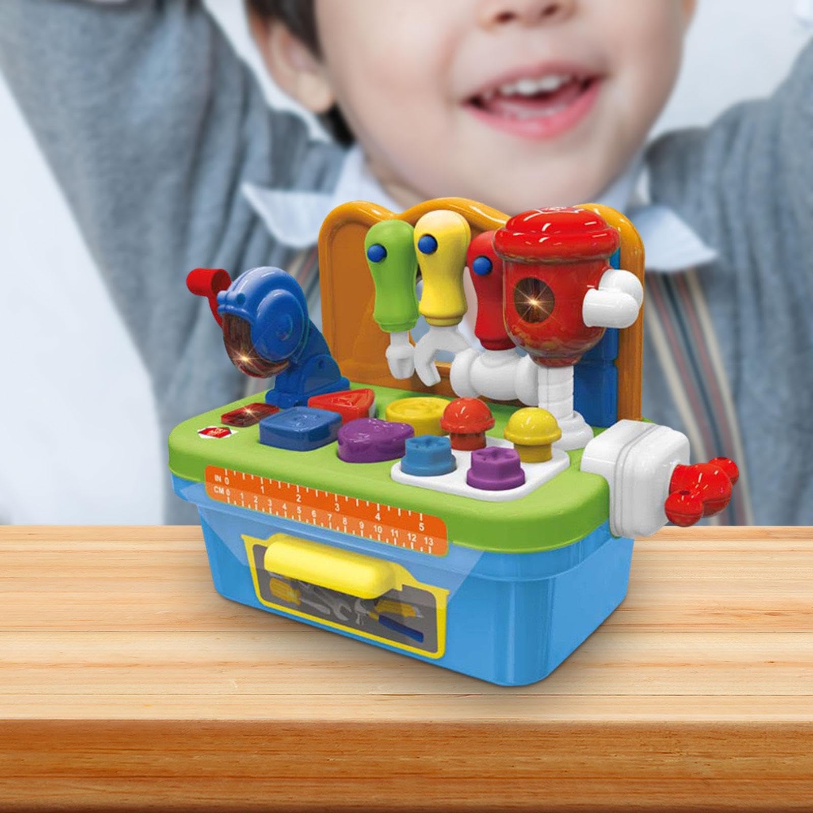 Juguete de Banco de Trabajo para Niños, Banco de Herramientas para Niños, Juguete de Banco de Trabajo de Aprendizaje Musical para Niñas, Niños, Regalo, Azul Claro