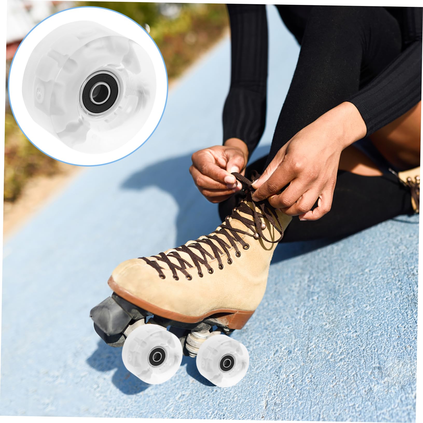 Kisangel Roller Skating Wheel Replacement 4 Pack Pu Skate Wheels Glow-in-the-dark for Indoor Outdoor Use