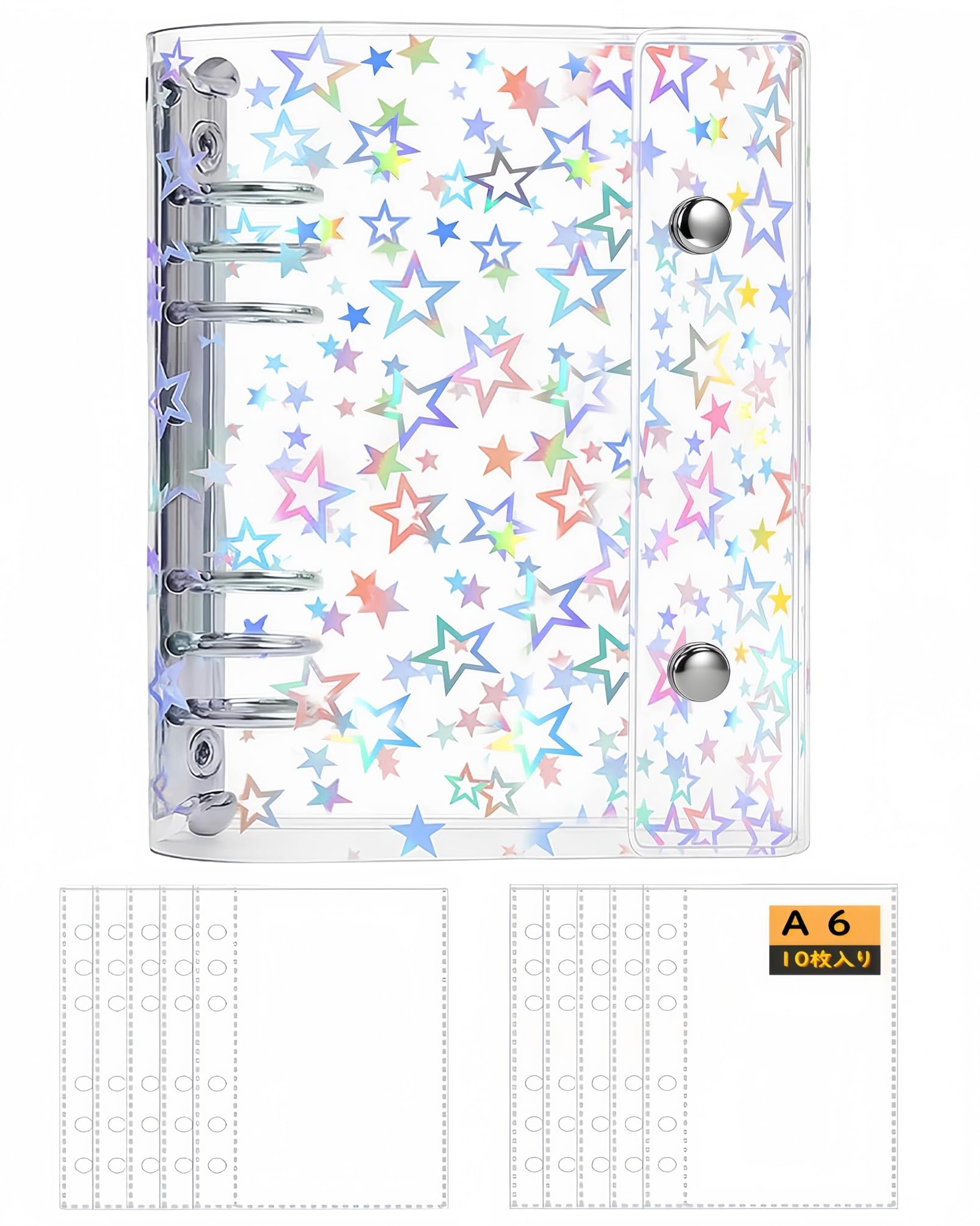 Amazon.co.jp: PERZUMI シール帳 透明 キラキラ A6 196x132mm ポケット