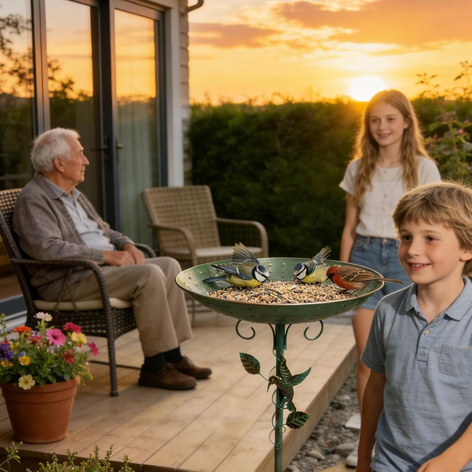 Outdoor Bird Bath - Decorative Feeder Tray, Hummingbird Bowl with Water Basin, Garden Accessory with Feeding Station, Wildlife Attraction Patio Ready, Bird Feeder for Backyard Window