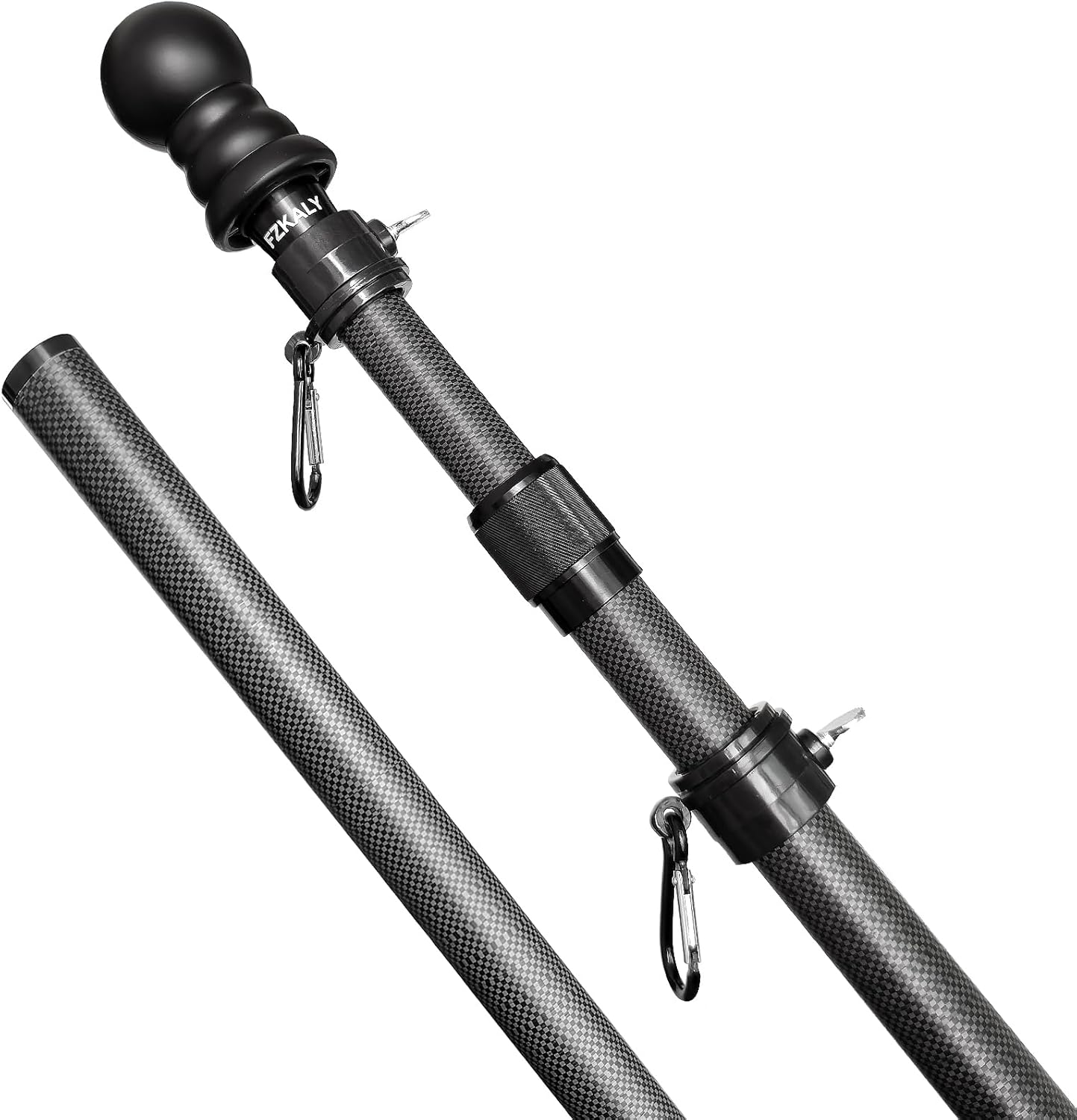 Flag Pole 3–6 FT Telescoping Carbon Fiber – Premium Outdoor Adjustable Flagpole with 360° Tangle-Free Spinning Rings, Twist Lock, Lightweight for House, RV, Truck, Boat, Camping