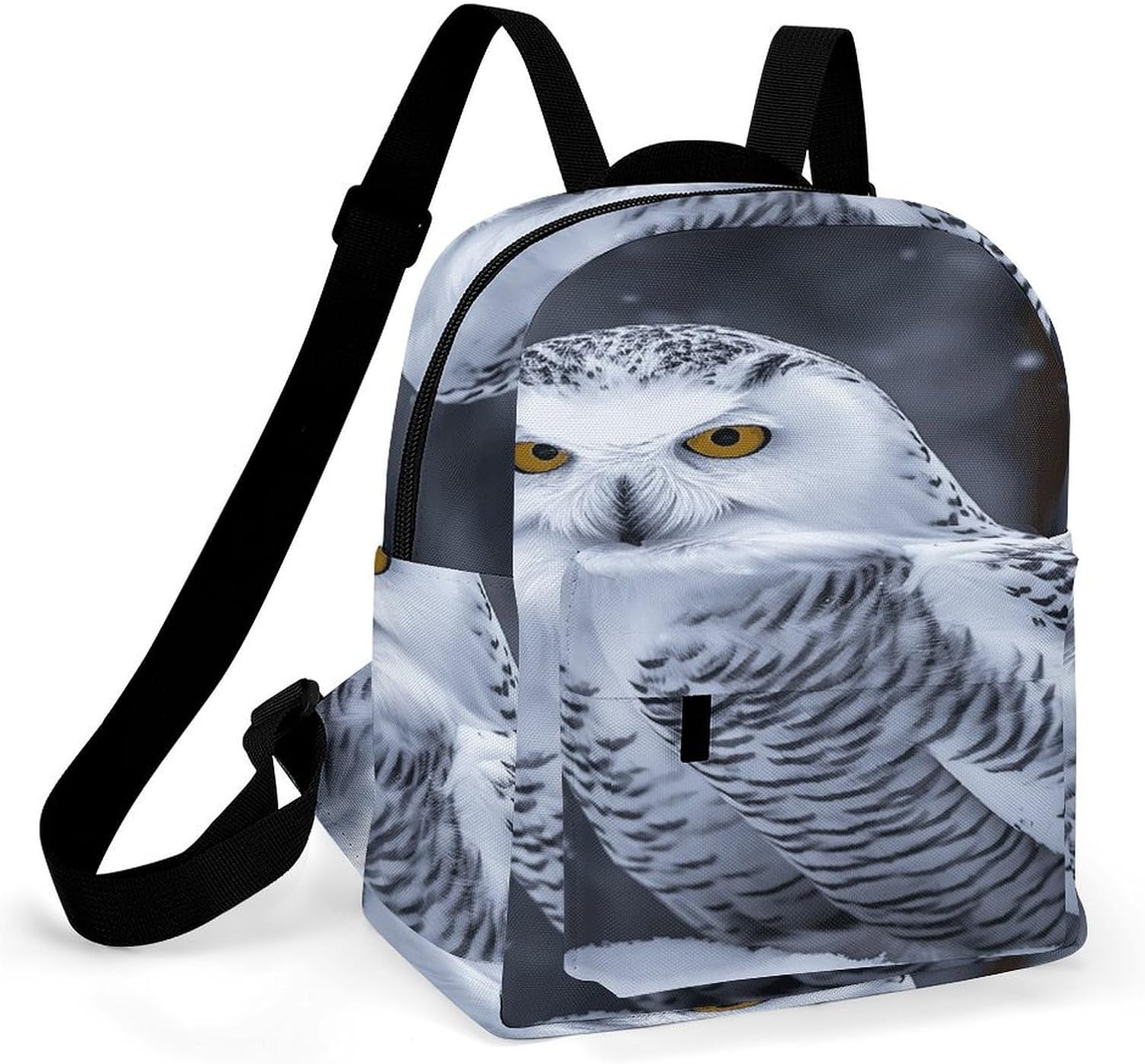 Arctic Owl Mini Backpack Purse for Women | Waterproof durable oxford cloth casual daypack, lightweight small rucksack for work travel outdoor camping daily use & gift