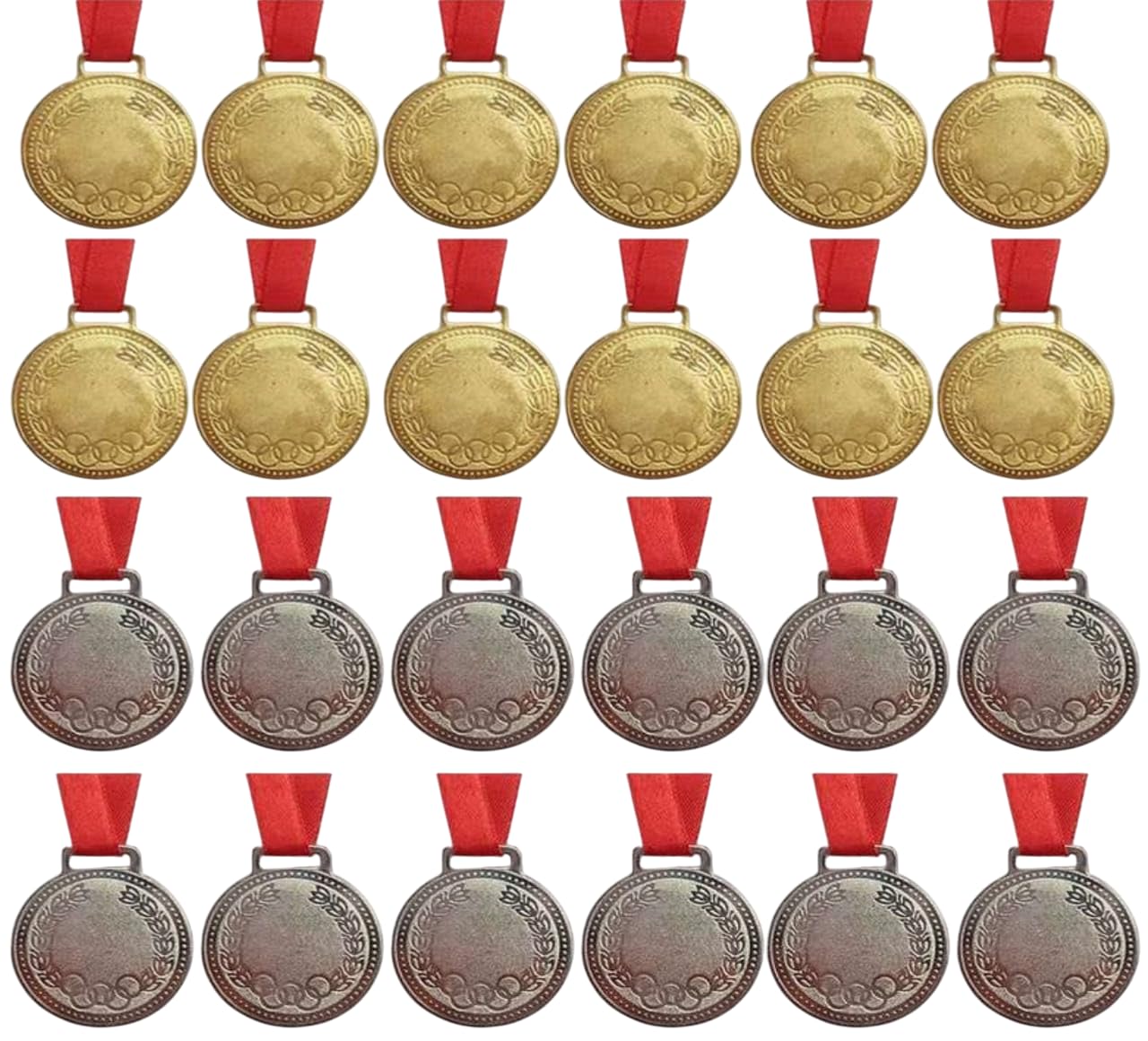 Swastik Enterprises Gold and Silver Medal for Sports & Achievement Durable Metal Award with Ribbon Winner Recognition 24 Pcs-picture-26