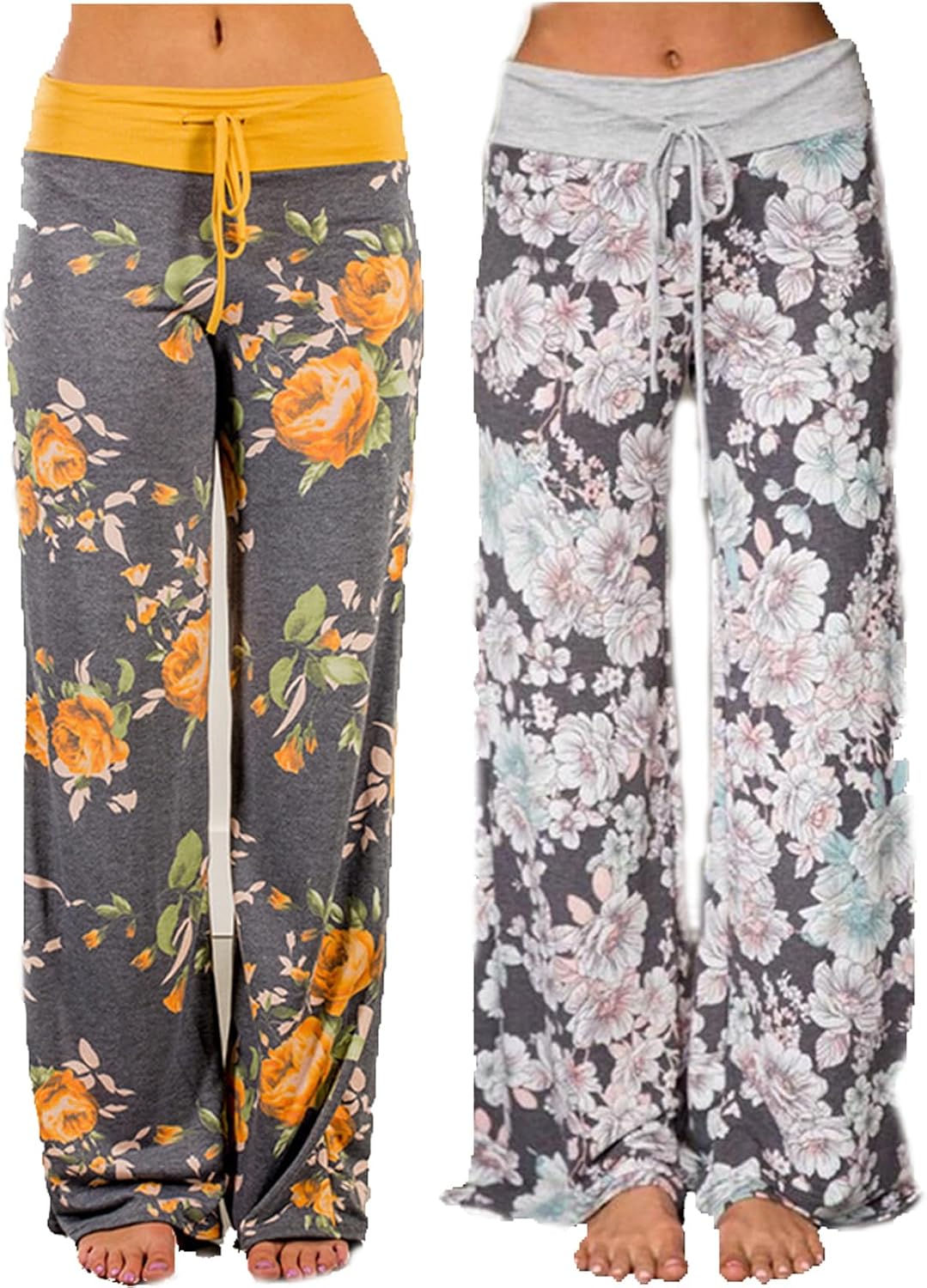 iniber Women's Comfy Pajama Pants Casual Lounge Pant Wide Leg Palazzo Stretch Drawstring Bottoms