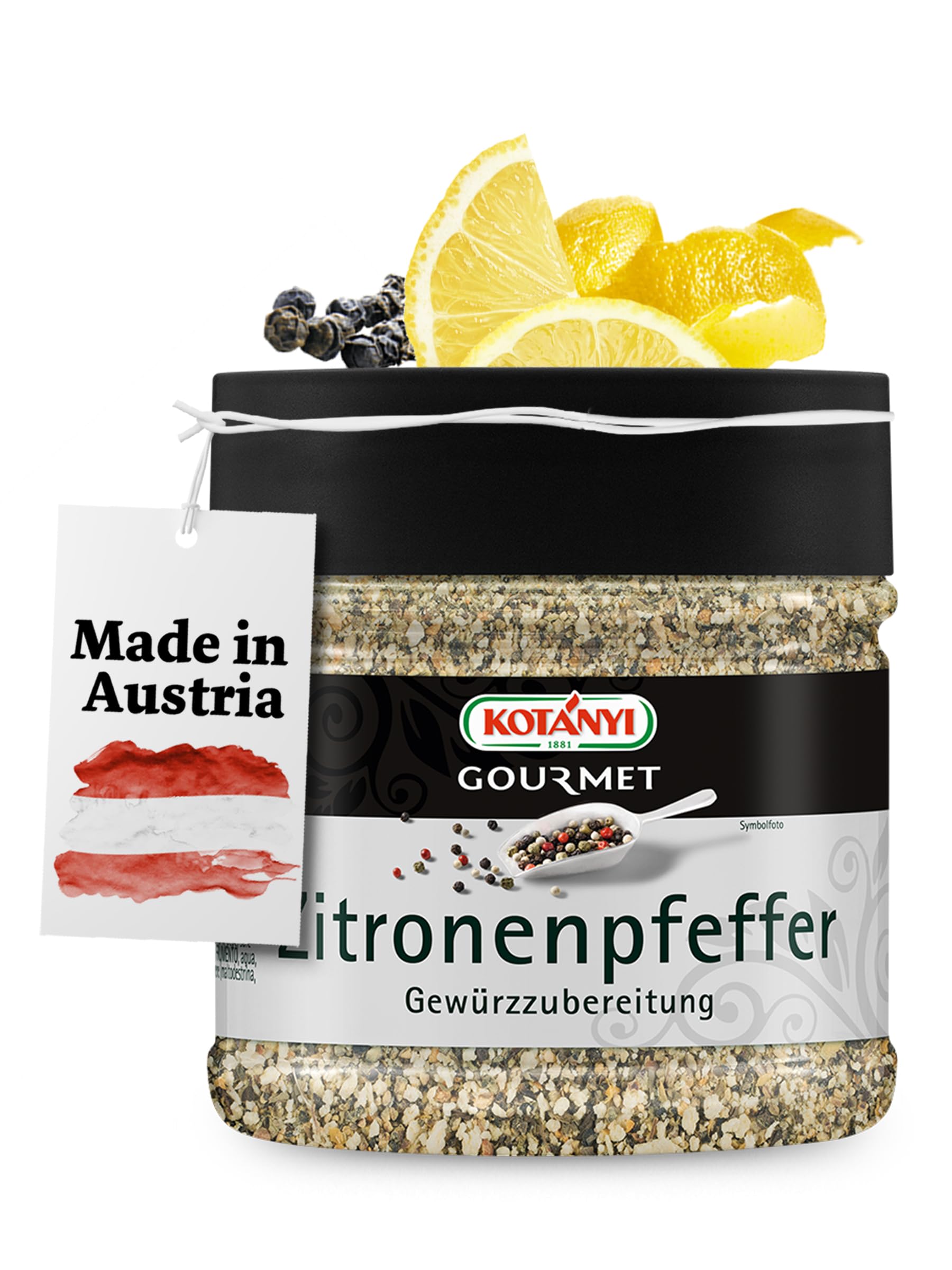 Kotanyi Gourmet Zitronenpfeffer Gewürzzubereitung | würzig-pfeffrig, zitronig-frisch, 230g