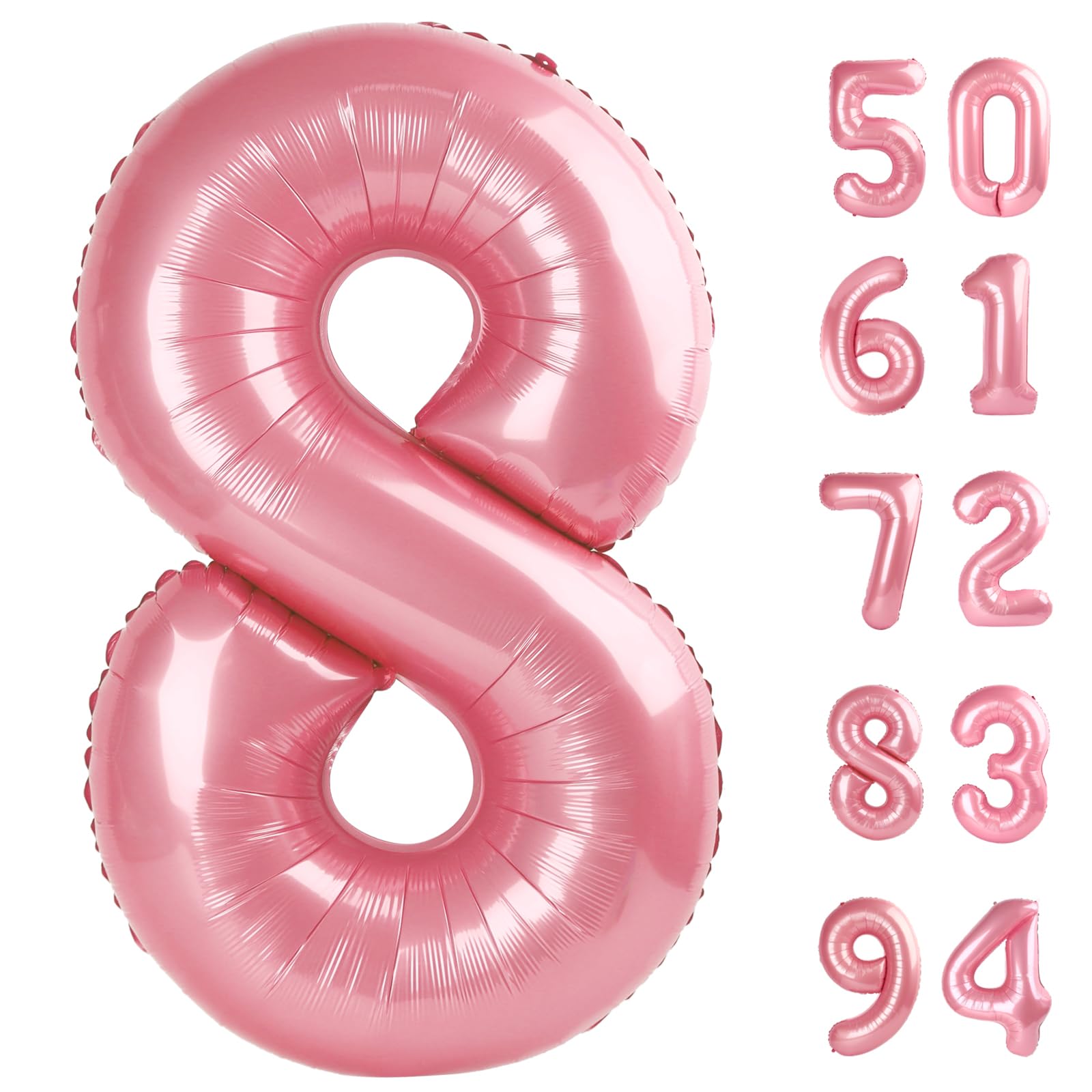 Pastel Pink 8 Balloon - Number Balloon 40 Inch, 8th Pastel Pink Decorations