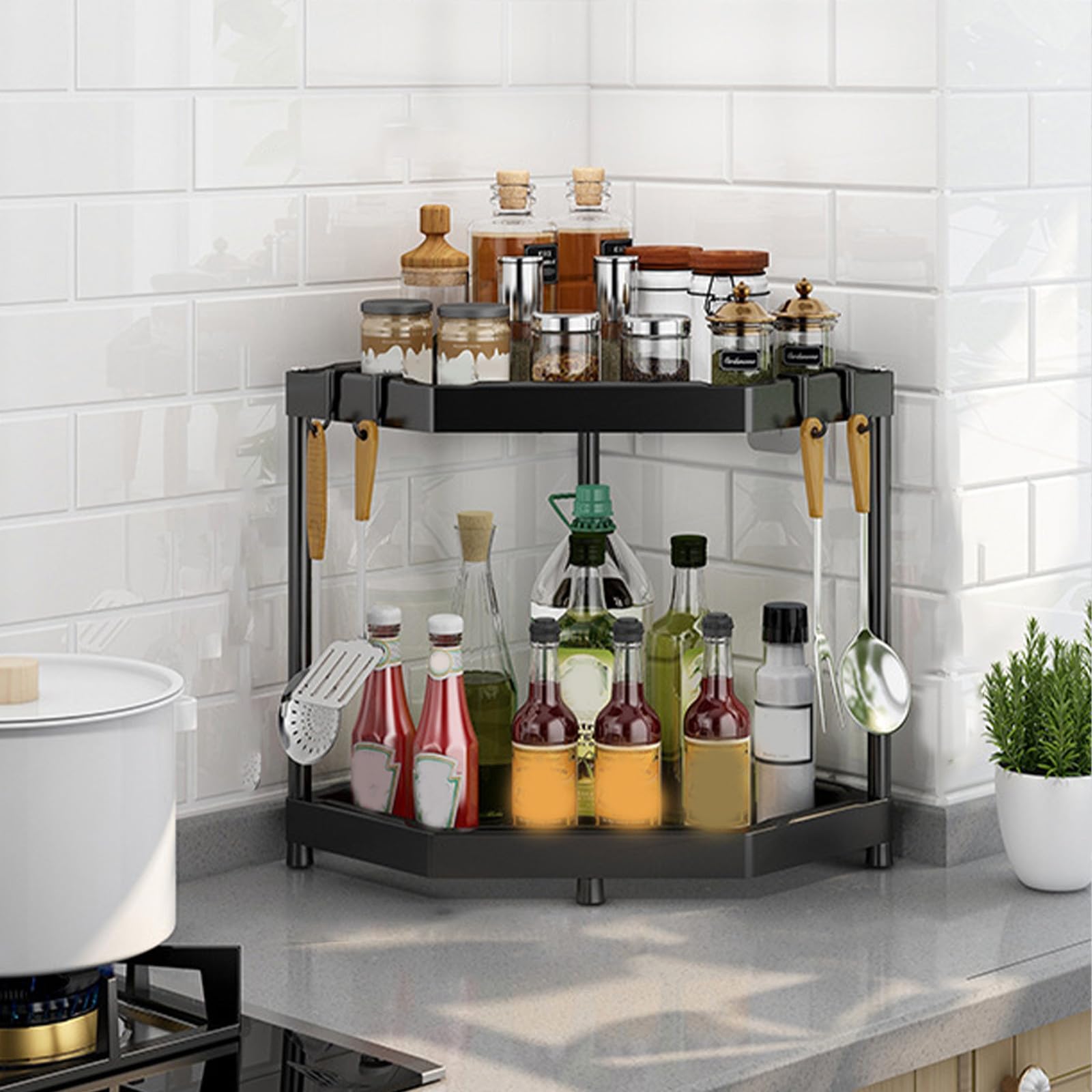 Set di 2 ripiani angolari per bagno antiruggine, dorati