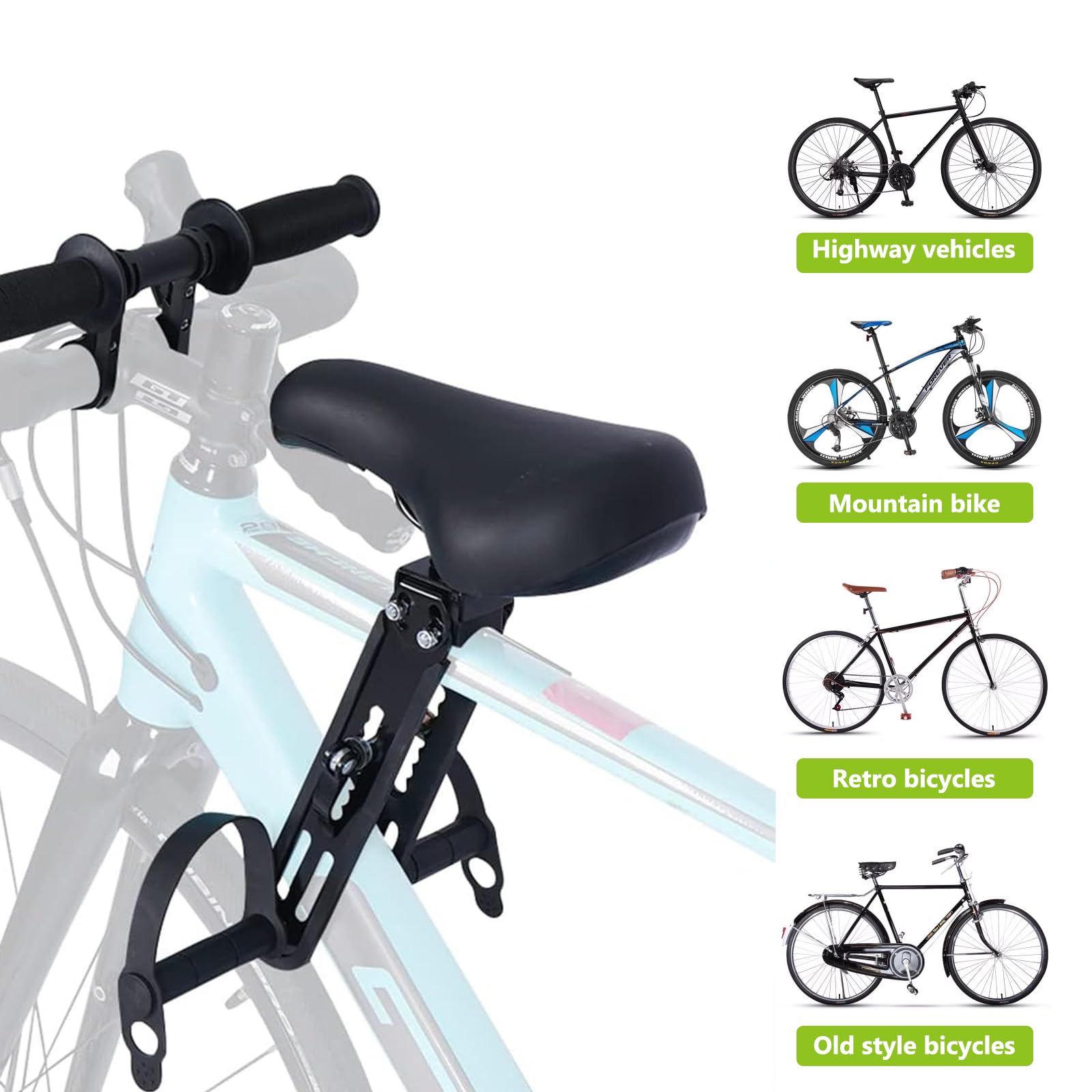 PORFOYO Seggiolino per Mountain Bike,Sedile Anteriore per Bicicletta,Bike Seggiolini Anteriori per Bambini,Seggiolino per Bicicletta Anteriore per Bambini