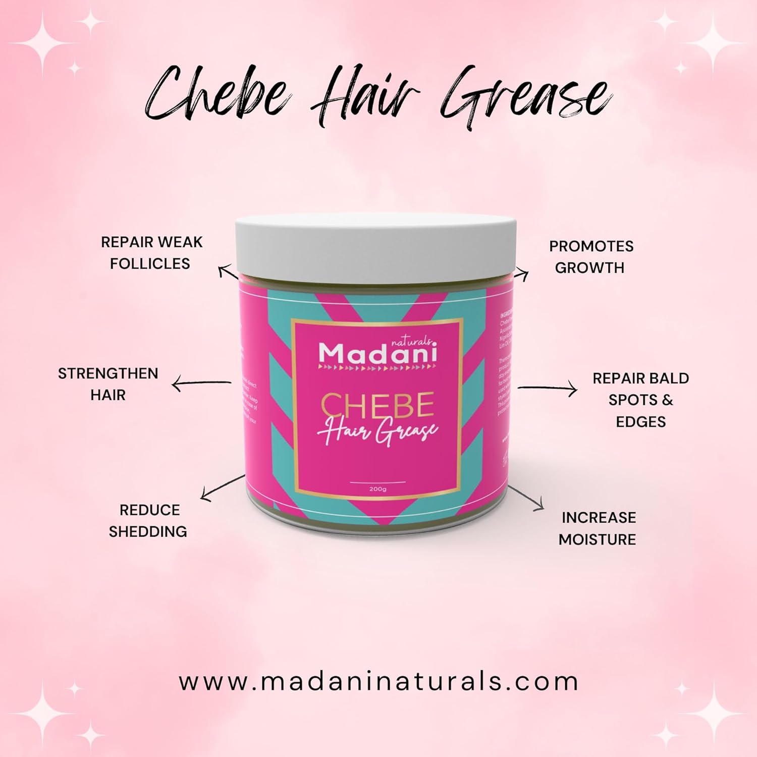 Madani Naturals Hair Growth Combo Set, Chebe Hair Grease and Scalp Stimulator Oil 2oz, for Length Retention, Hair Loss and Repair with Rosemary & Fenugreek