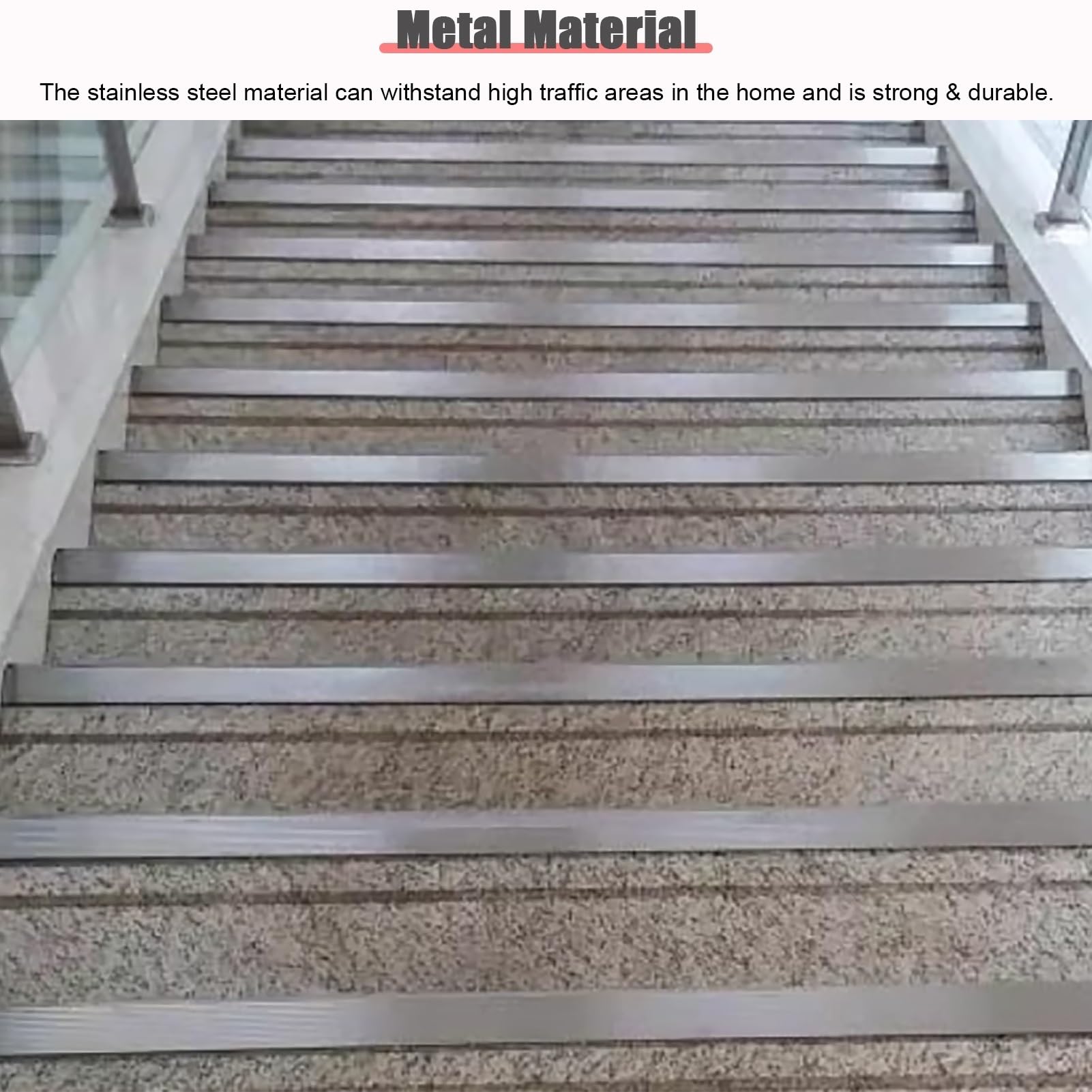 Tira de Umbral Borde Escalera Exterior para Escalones de Escalera, Protector de Borde Escalera Metal Superficie Antideslizante, Protector de Peldaño en Forma de L/ Tira Transición(W30xH15mm (1 1/8"x5/