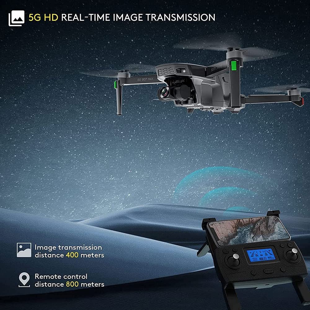 Drones with Camera for Adults 4K SG907 GPS Drone with 3- Gimbal Camera Long Range Professional Drones for Beginners 5G FPV Transmission 2 Batteries 50Mins Flight Time Auto Return Home