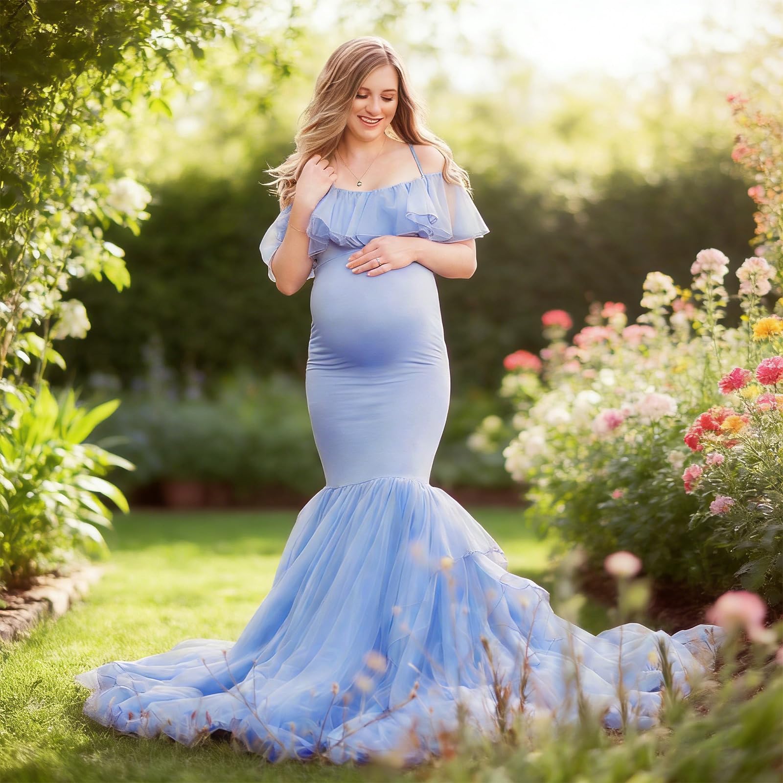 Vestido de Maternidad con diseño de Longitud en acrílico Transpirable para facilitar Uso Cómodo Vestido de Maternidad con diseño de Longitud