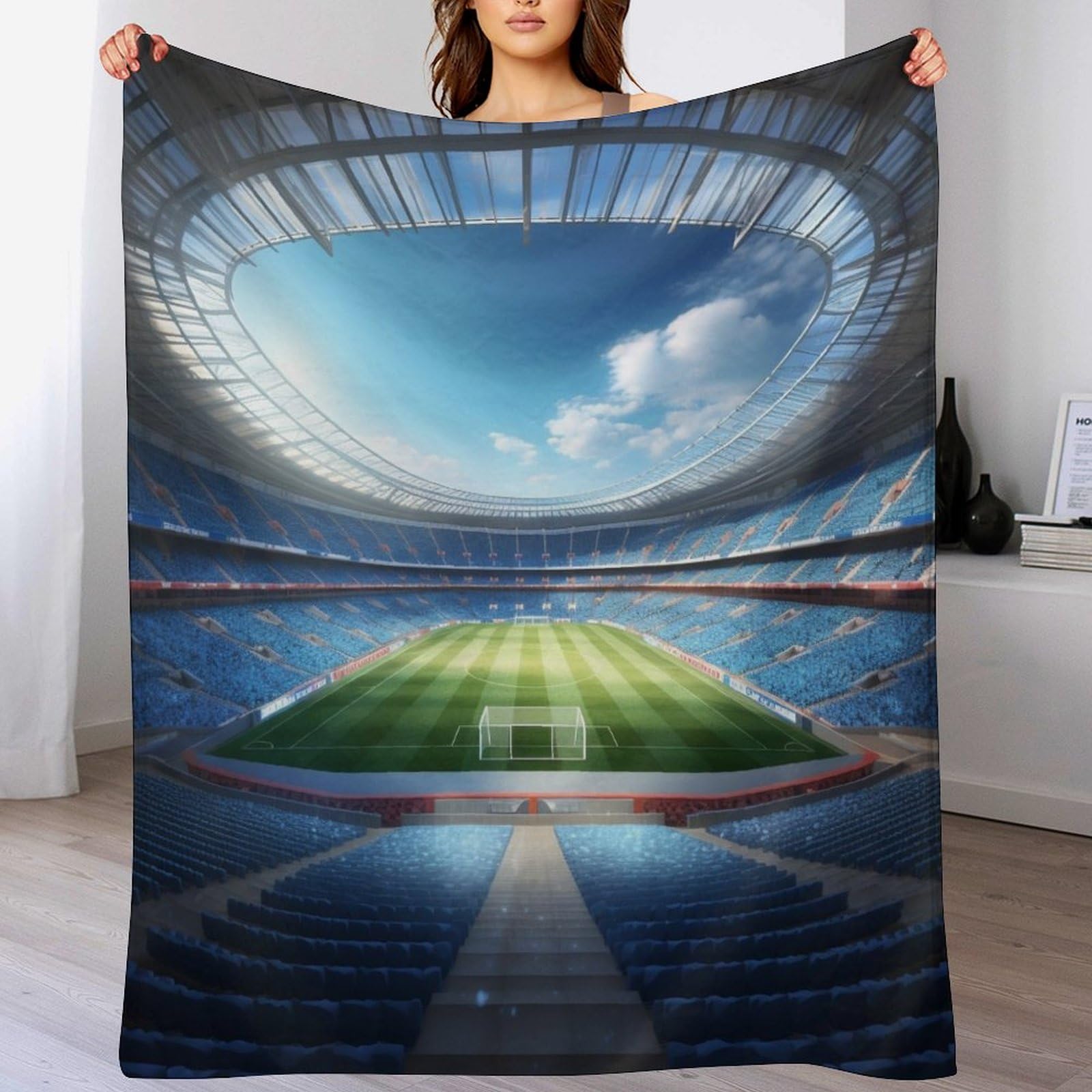 Couverture de lit flannel douce Football Field Plaid chaud pour canapé toutes saisons