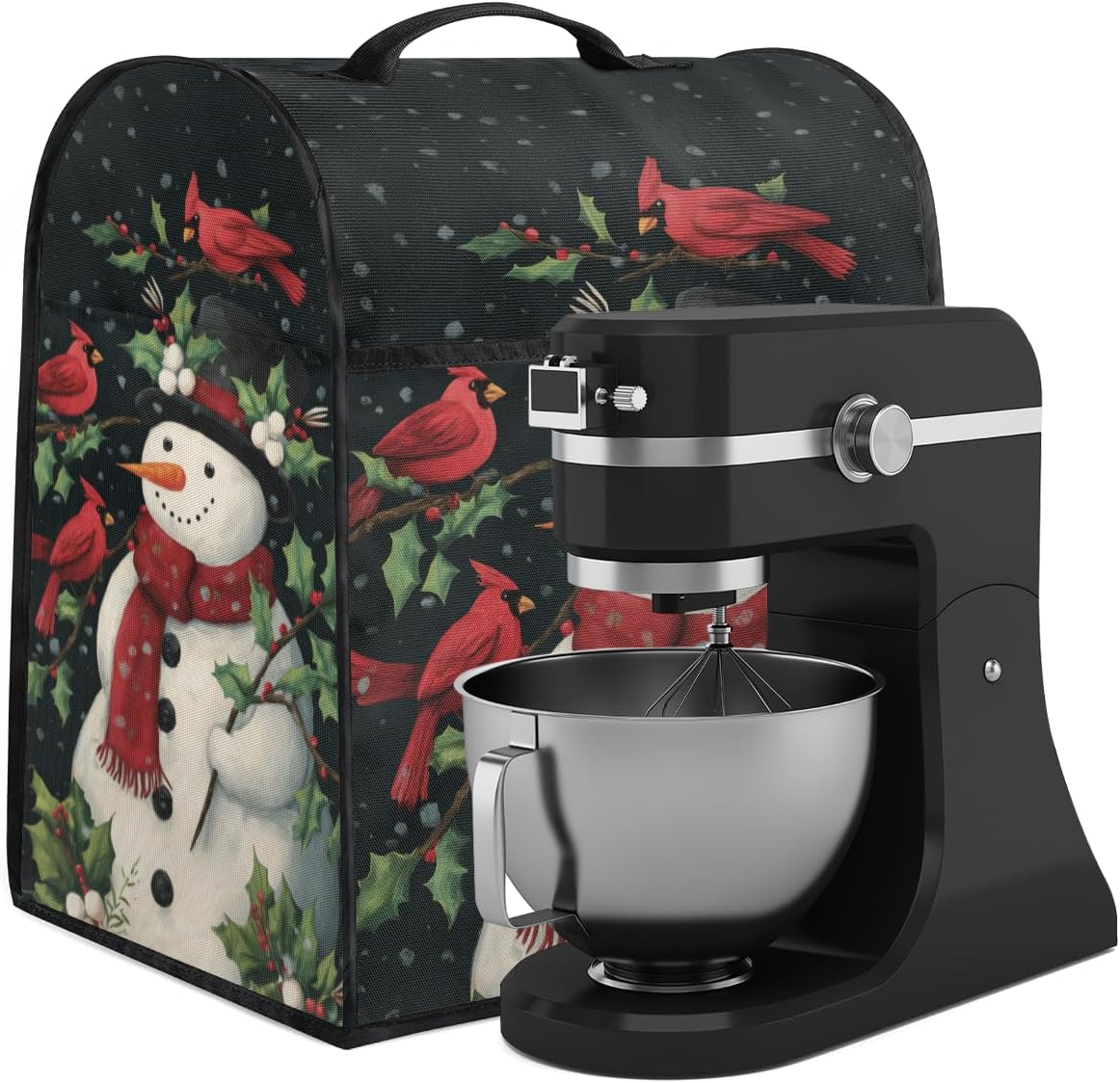 Xmas Snowman Kitchen Aid Mixer Cover Winter Red Birds Coffee Maker Cover Stand Mixer Covers Compatible with 6-8 Quart Tilt Head Bowl Lift Dust Covers with Pockets for Accessories