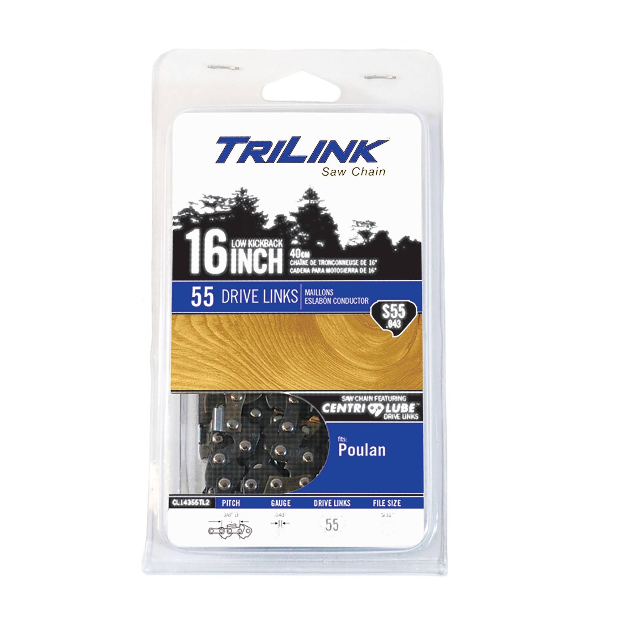 Semicincel LP 3/8 .043 55DL 16 pulgadas. Compatible con/reemplazo para sierra de poste Stihl HT70, HT73, HT75, HT100, HT101, HT130, HT131, HT250 R55-90PX