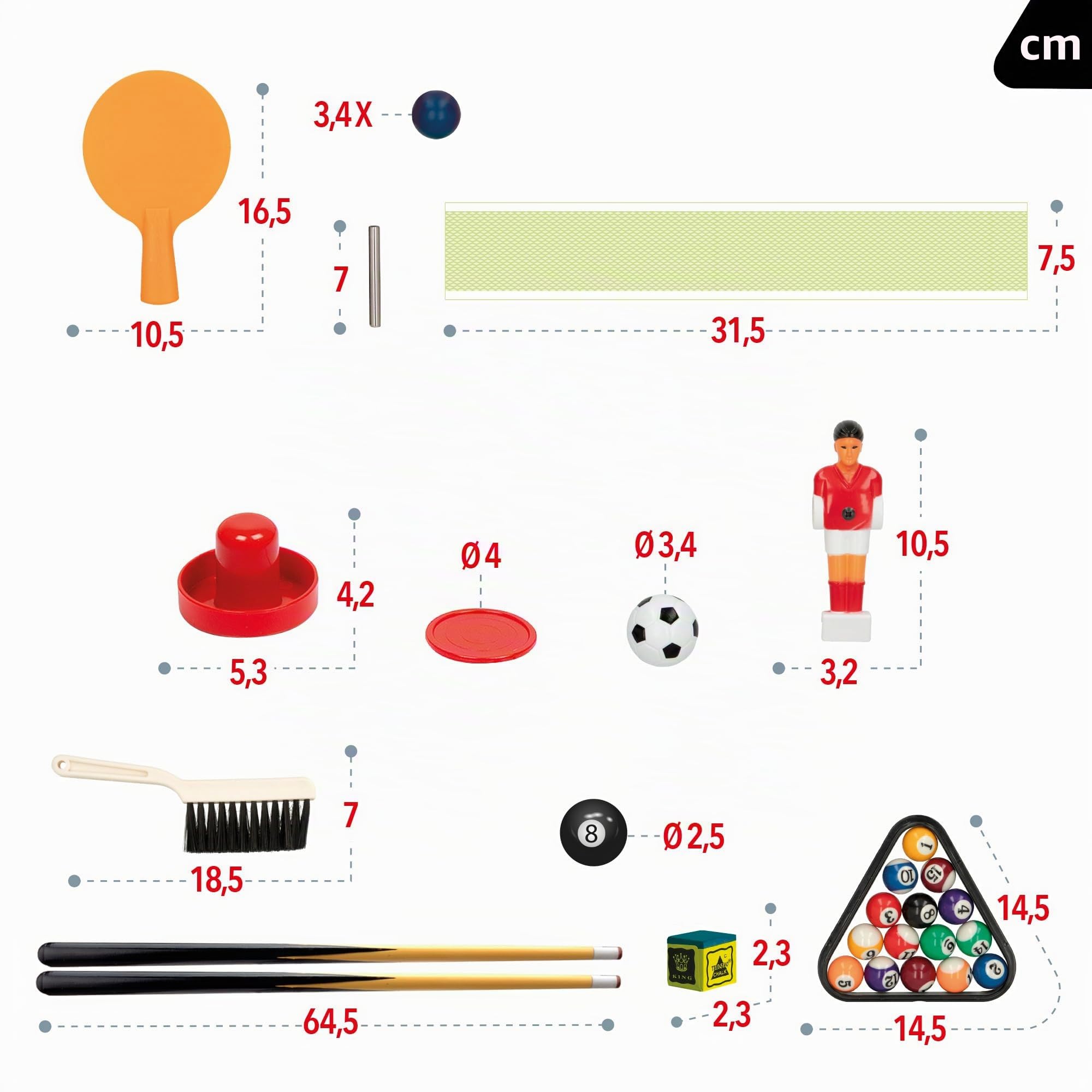 ColorBaby CB Games - Tavolo multigiochi 4 in 1, Dimensioni 81 x 43 x 27 cm, Calcio Balilla, Biliardo, Ping-Pong, Hockey, Gioco da Tavolo, Calcio Balilla per Bambini, multigioco, 6 Anni (85327)