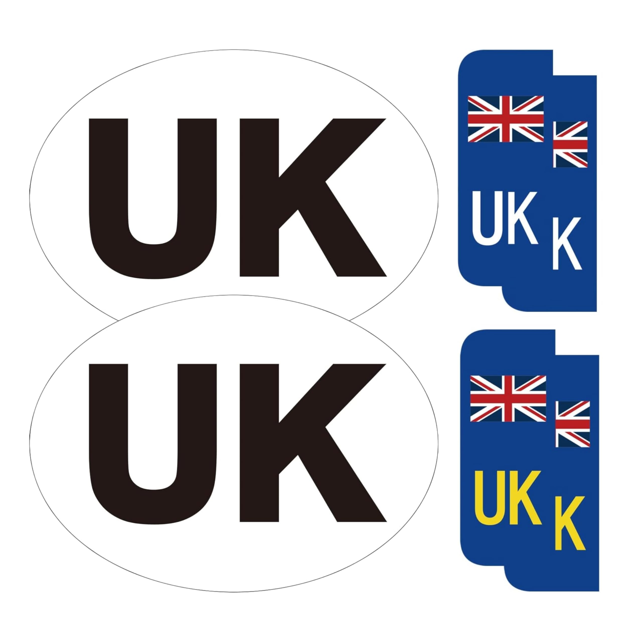 Tek Automotive UK Car Stickers for Europe – 6 Piece Set incl. 2 UK Oval & 4 Number Plate Stickers for Driving Abroad