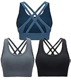 Sports Bra for Women High Support, Criss-Cross Back Padded Strappy Sports Bras Yoga Bra with Removable Cups
