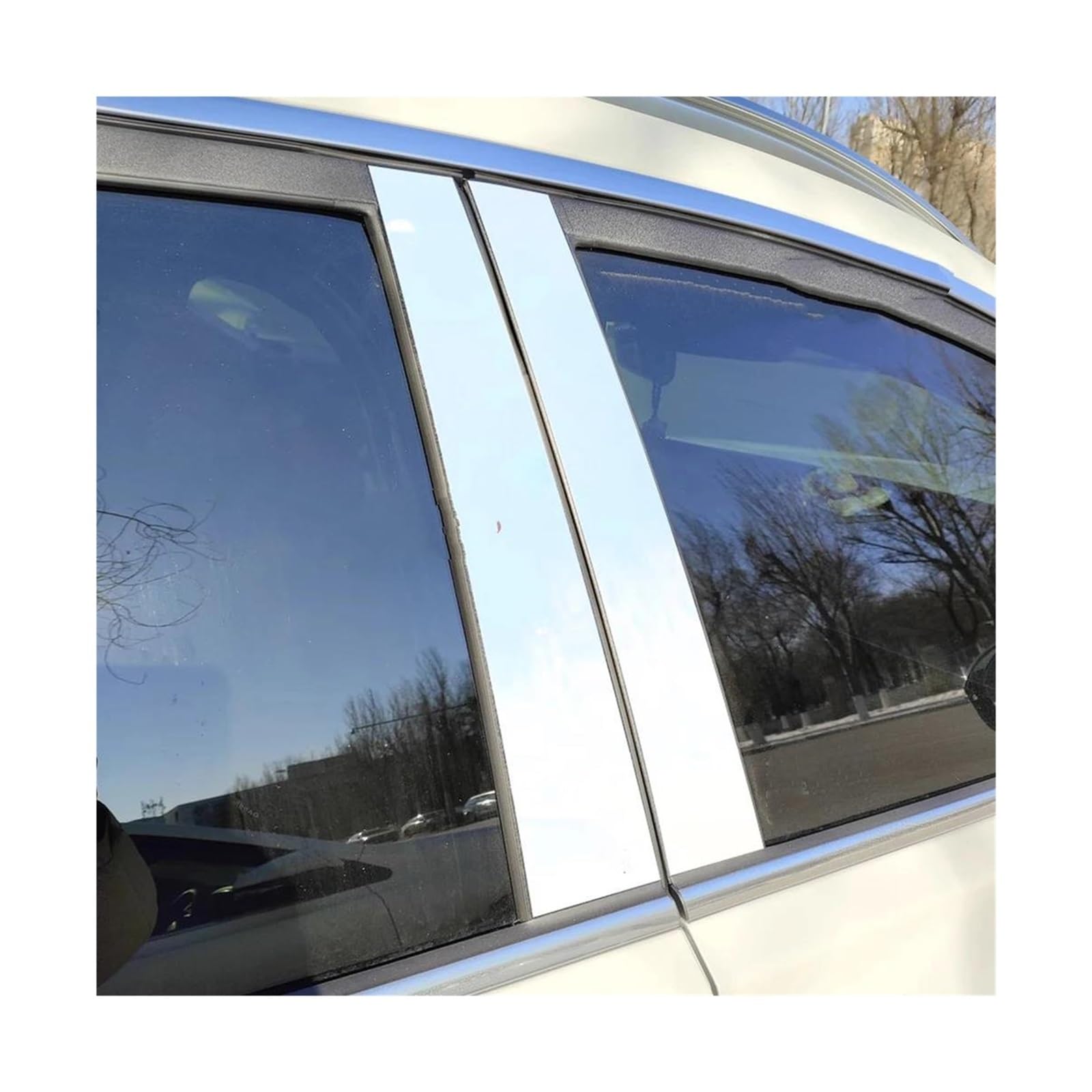 Bright Black Carbon Fiber Door and Window B C Pillar Sticker for Land Rover for Range Rover L322 2002-2012 ATGCBCAUF(Silvery)