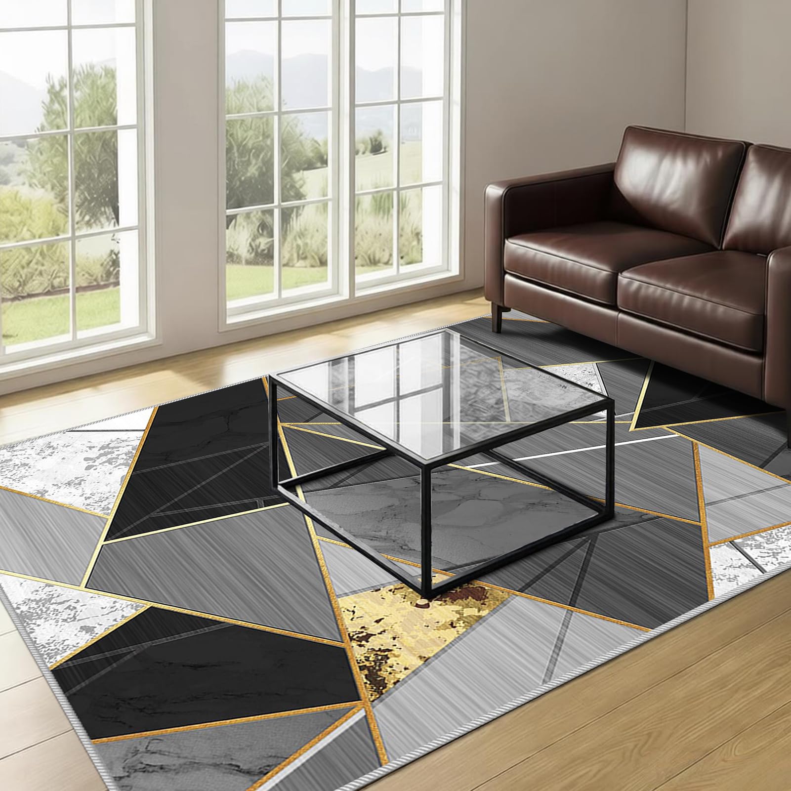 Dywan do salonu Można prać w pralce Antypoślizgowy dywanik do sypialni na łóżko 110 x 170 cm Nowoczesny dywan do salonu Kuchnia Mata podłogowa Duży dywan Jadalnia do wnętrz Jadalnia