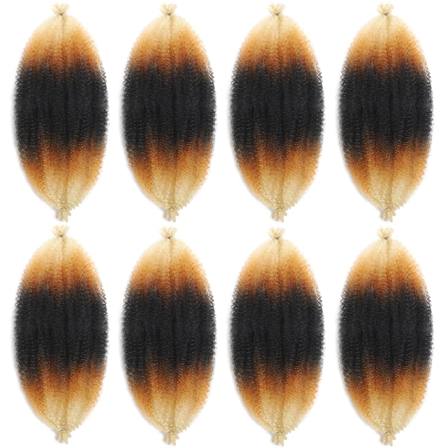 Springy Afro Twist Hair 8 Packs Marley Twist Braiding Hair Pre-fluffed 30Inch Spring Twist Hair Kinky Hair Afro Twist Hair for Faux Locs (30 Inch (Pack of 8), T1B/27/613#)
