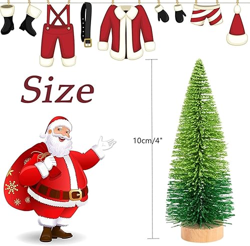 Miniatura 2 de 6 adornos de árbol de Navidad de mesa con base de madera, color mixto, mini árboles de sisal artificiales, árbol de Navidad, botella de 4 pulgadas,