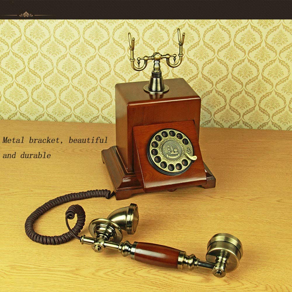 Telefon stacjonarny retro z obrotowym wybieraniem, antyczny telefon, klasyczny metalowy zegar, przewodowy telefon retro z funkcją głośnomówiącą i ponownego wybierania, zabytkowy telefon dekoracyjny,