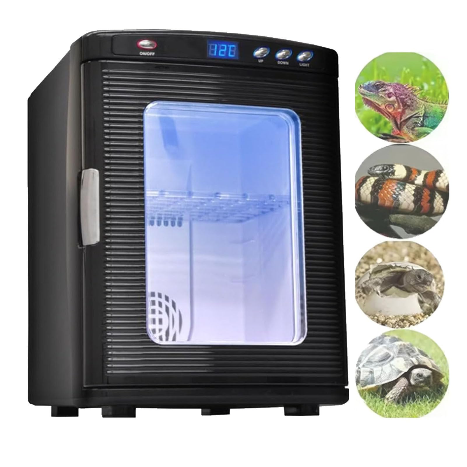 Incubadora de reptiles, incubadora de laboratorio científica, incubadora automática de 25 l, refrigeración y calefacción de 5 °C a 60 °C, criadero de cría de huevos de reptiles, trabajo,Black