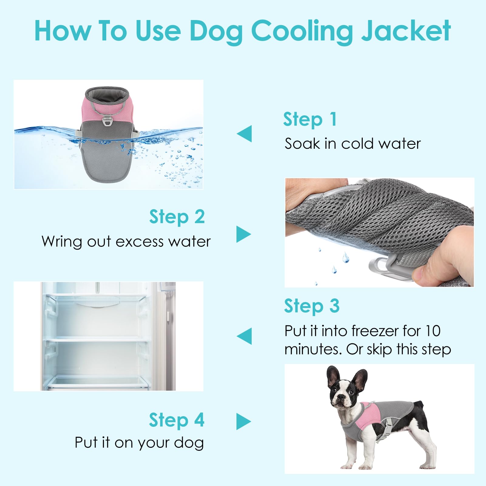 AOFITEE Chaleco de refrigeración para perros, chaleco de refrigeración transpirable para perros con anillo en D de arnés, camisa de protección UV para perros, chaqueta enfriadora ligera para perros