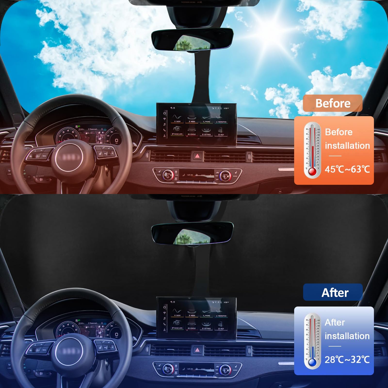 Parasole Per Parabrezza Anteriore Compatibile Con BMW Serie 5 (2017-2024) – SZYUCHEN, Doppio Strato, Pieghevole, Con Custodia - 3