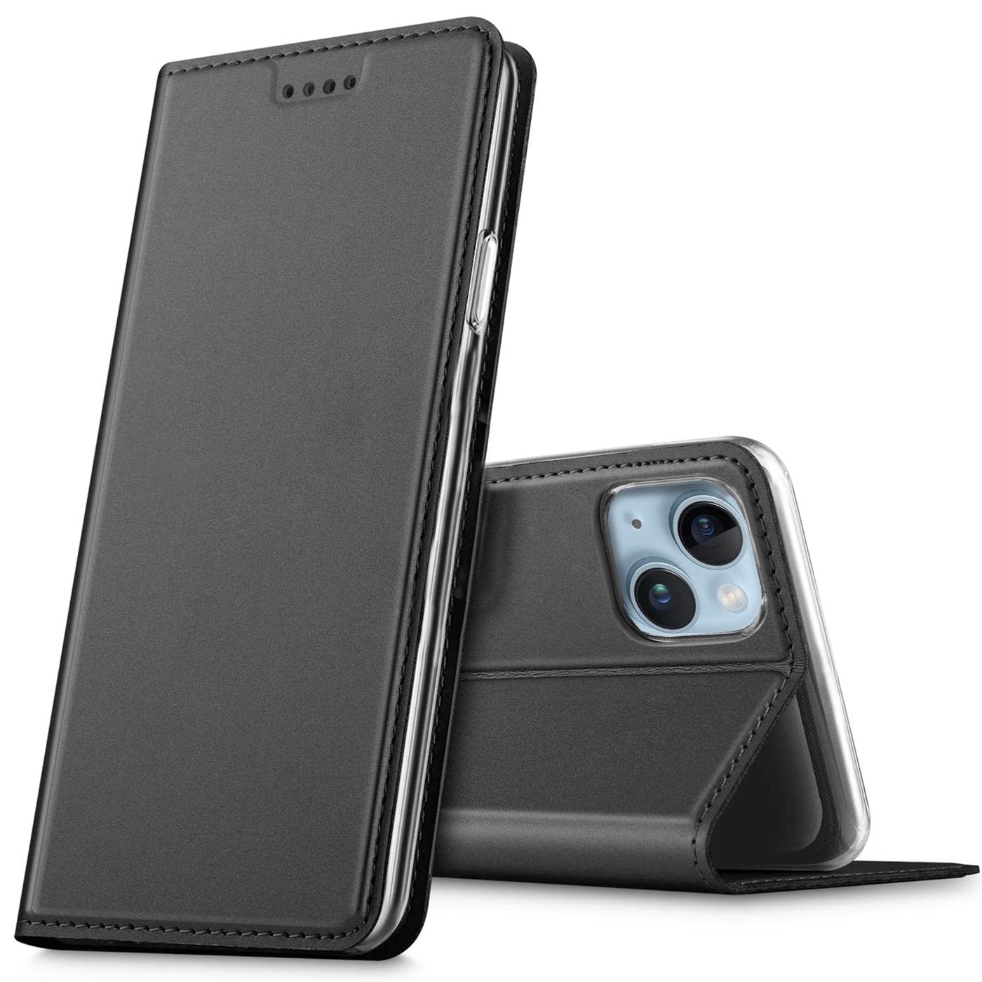 Verco Etui na telefon komórkowy iPhone 14, Premium pokrowiec z klapką do Apple iPhone 14 etui 6,1 cala [zintegrowany magnes] Book Case PU skóra etui, czarny