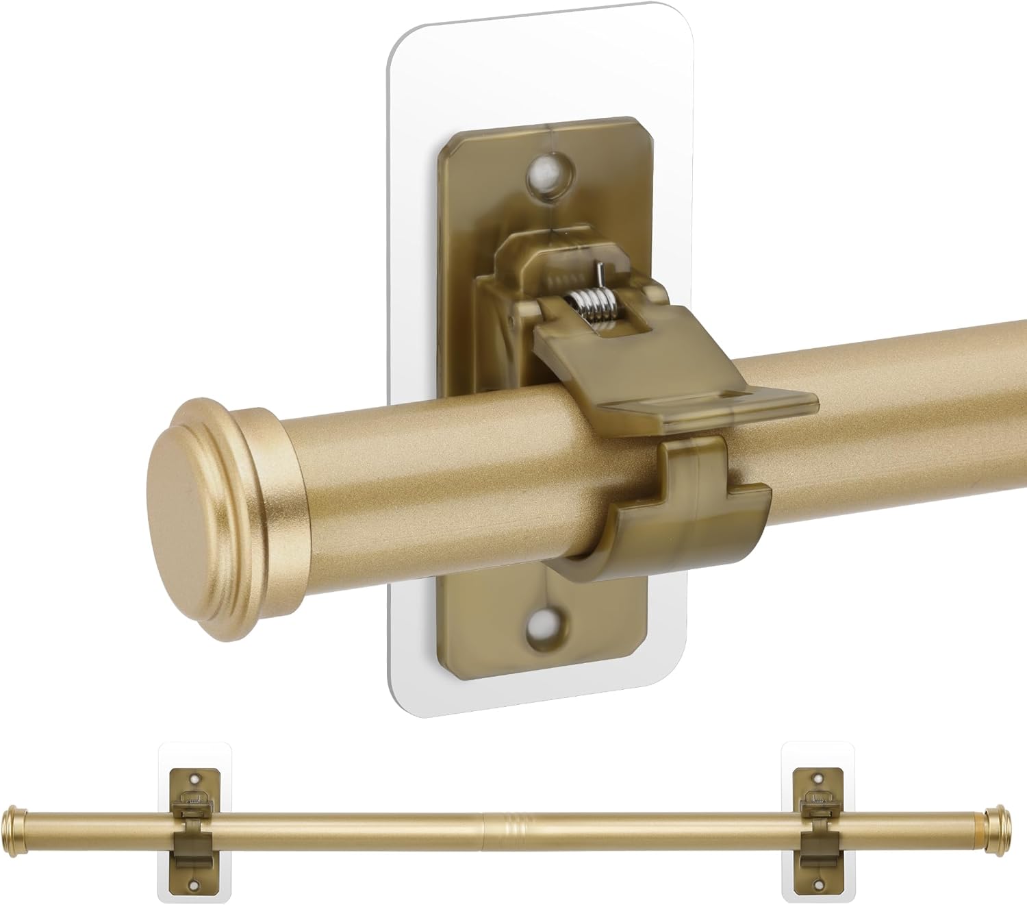 ANDGOO No Drill Curtain Rod Brackets, Holding Up to 17 lbs, 30 to 45 Inches Telescopic Windows Rod with Bronze Gold Clips for Wall, Screwless Curtain Rods Easy to Install for Apartment Renter 30"-45" Bronze-Gold