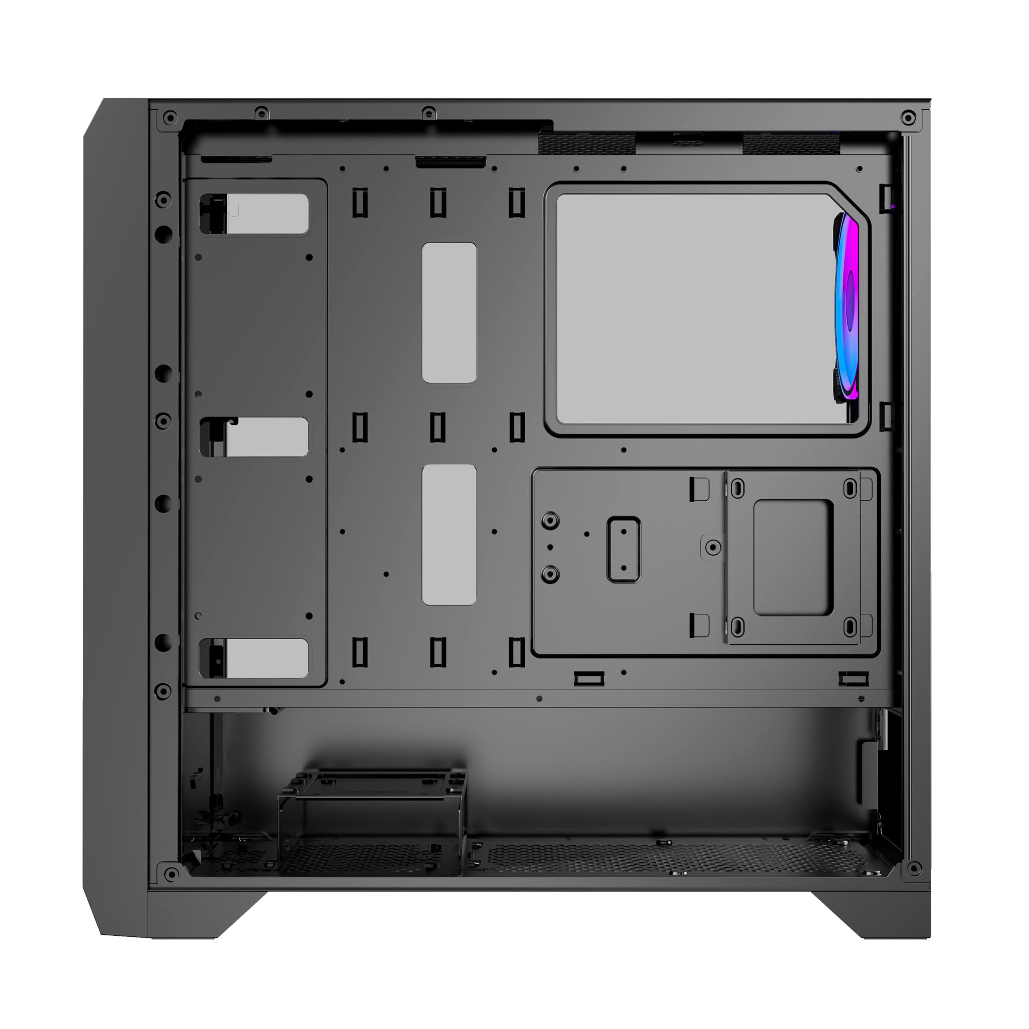 PREYON Nest Windy+ - Case per PC nera con parte anteriore in rete, 4 ventole ARGB da 120 mm, controller ARGB, parete laterale in vetro, compatibilità ATX/Micro-ATX/Mini-ITX, USB-C