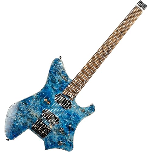 EART GW2 25.5" Headless Electric Guitar - Roasted Padauk Soild Body/5pc Maple Neck - Alnico-V Pickups, Stainless Frets
