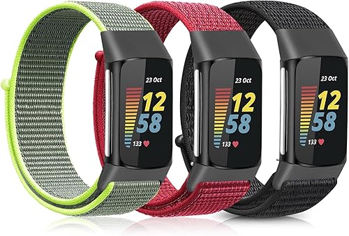 Ecogbd Nylon Ersatzarmband Kompatibel mit Fitbit Charge 5, Verstellbare Sport Ar