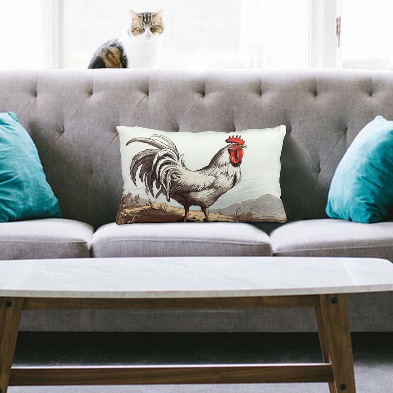 NTVOWPZO Decoration Throw Pillow Covers 8"x12" Pillowcases Covers Chicken Sketch Soft Pillowcases Modern Farmhouse Home Decor Sofa Cushions Covers for Couch Bed Living Room