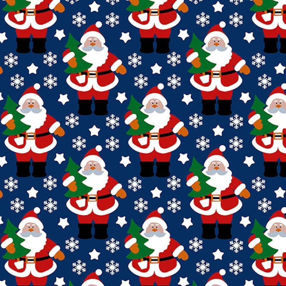 100% Polycotton Christmas Fabric - New Designs (Per Metre) - Xmas Snowflakes Gingerbread Men Stars - Dress Fabric - Simply Sew Crafty™ (Santa Snowflakes - Stars Royal Blue, 1 Mtr)