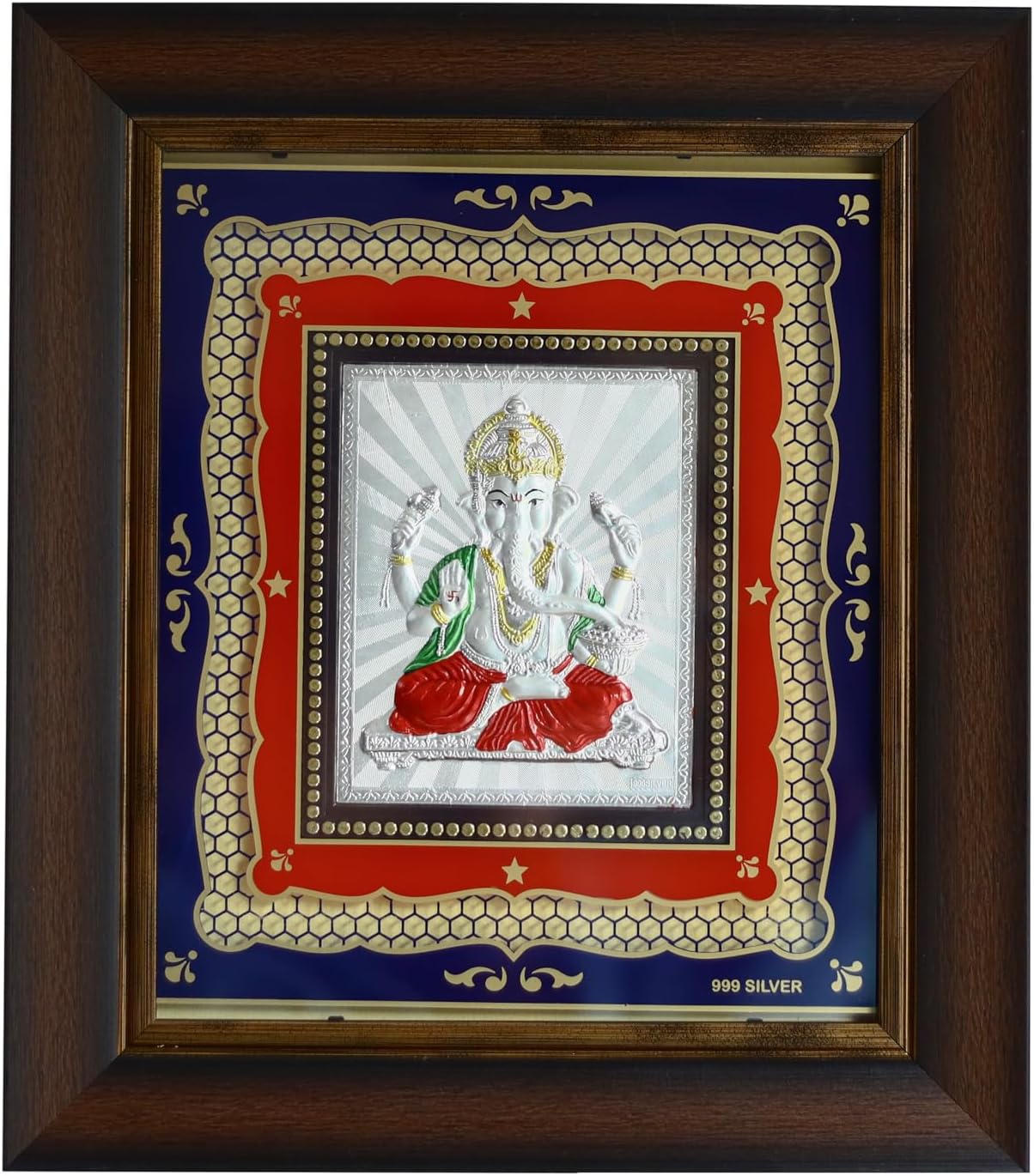 999 Pure Silver Ganesh Frame - Elegant Hindu God Decor for Home & Pooja Room | 99.9% Pure Silver | Ideal Gift