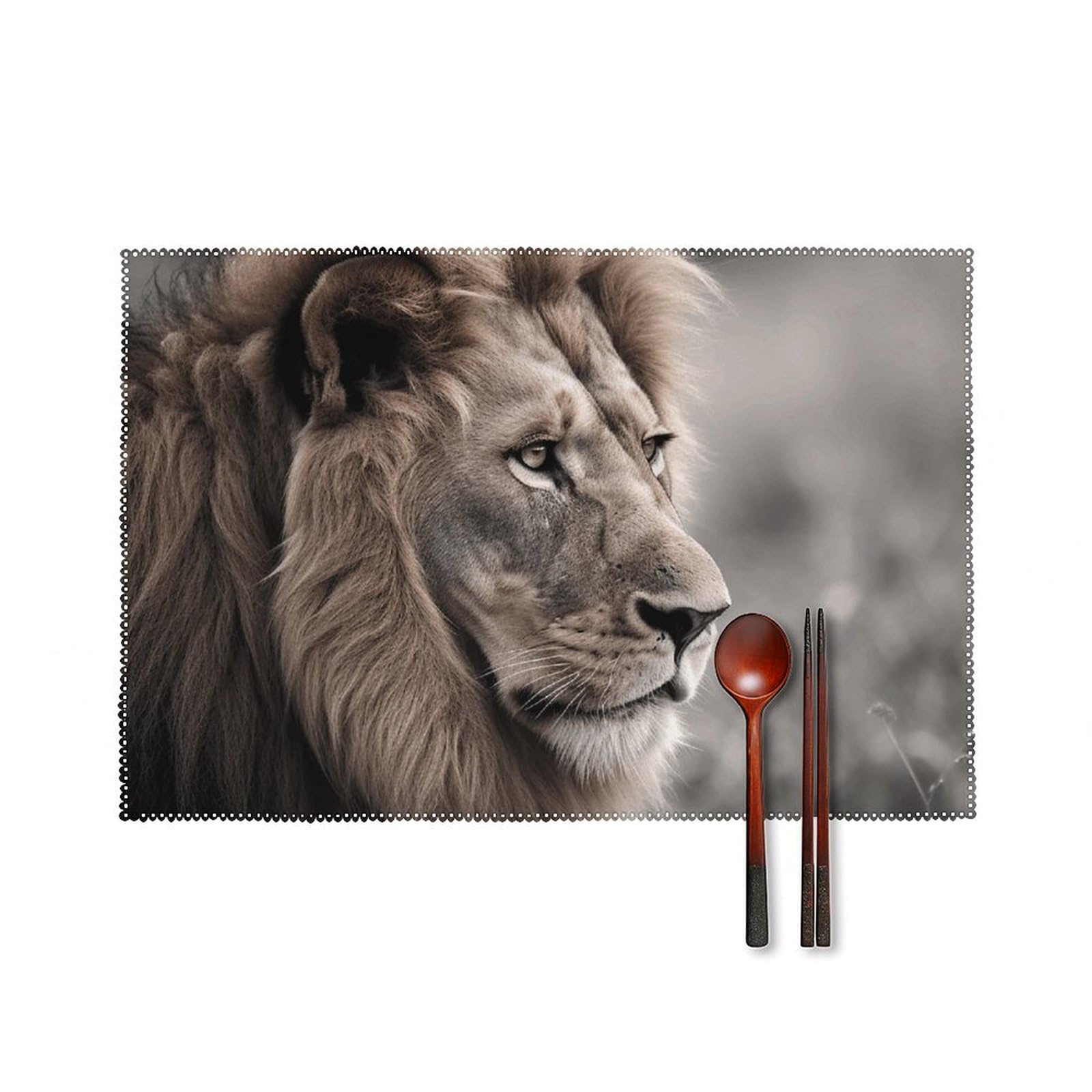 Sets de table imprimés lions sauvages de qualité supérieure résistants et lavables