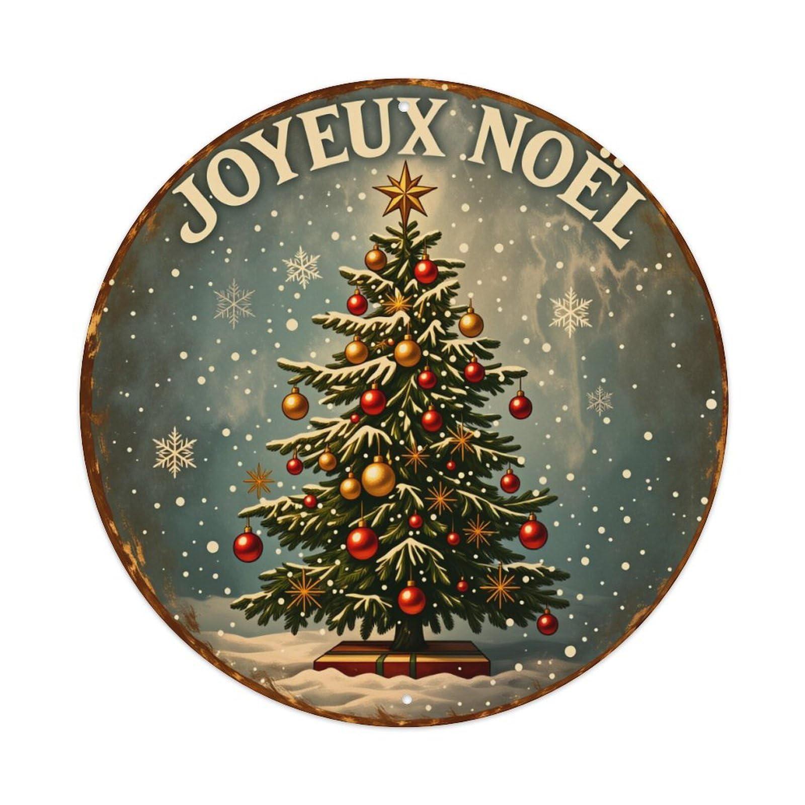 Christmas Tree Snowflakes Ornaments Star Metal Tin Sign Vintage Garden Bedroom Cafe Bar Man Cave Home Wall Decor Metal Poster 8x8 inches