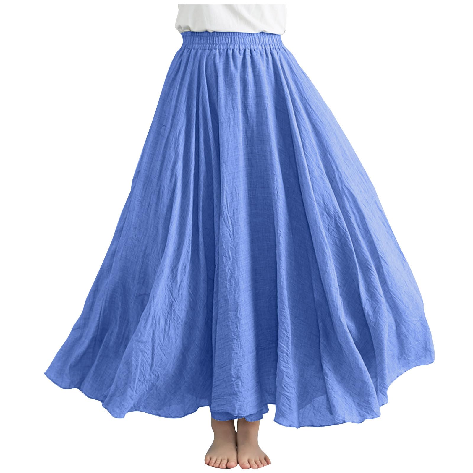 Womens Elastic Waist Maxi Skirt Long Skirt Flowy Swing Skirts A Line Skirts 2026 Trendy Casual Dressy for