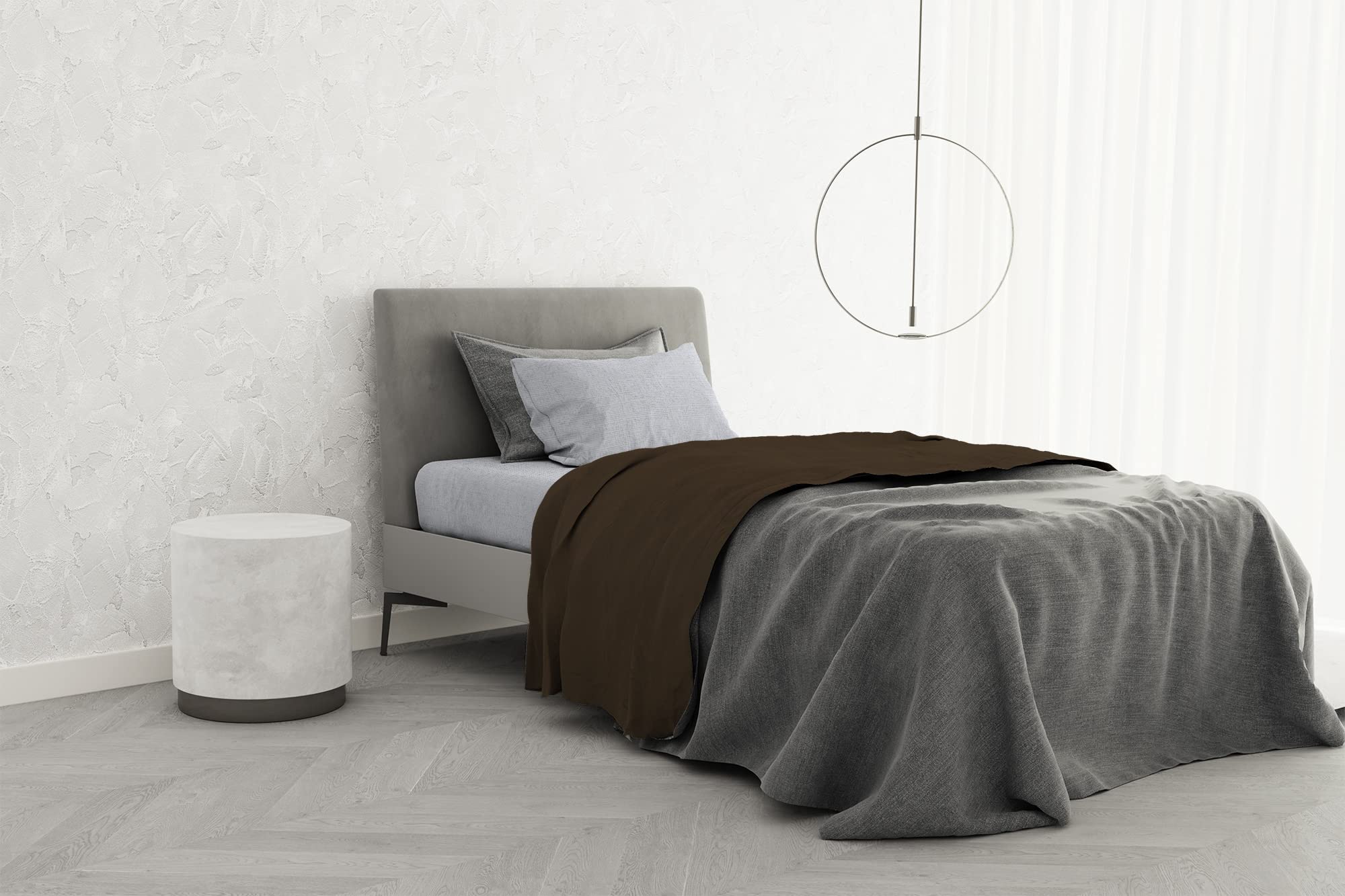 Italian Bed Linen TRENDY CHIC 100% Cotton Bedding Set, Queen Size, Chocolate, King single