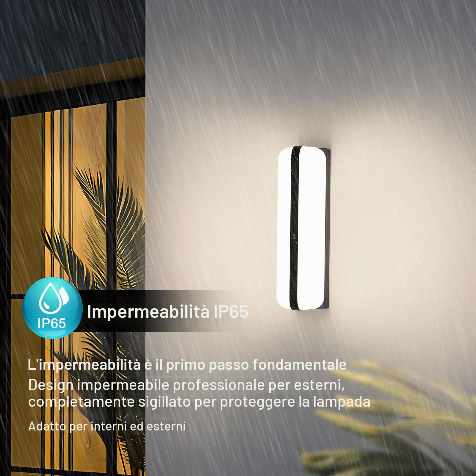 20W Applique da Parete LED Interno - 2 Pezzi Nero, IP65 Lampada da Esterno a Parete Moderna, 2000LM 4000K Luci Up-and-Down Illuminazione, Luce Bagno da Muro per Corridoio Garage Giardino Scale