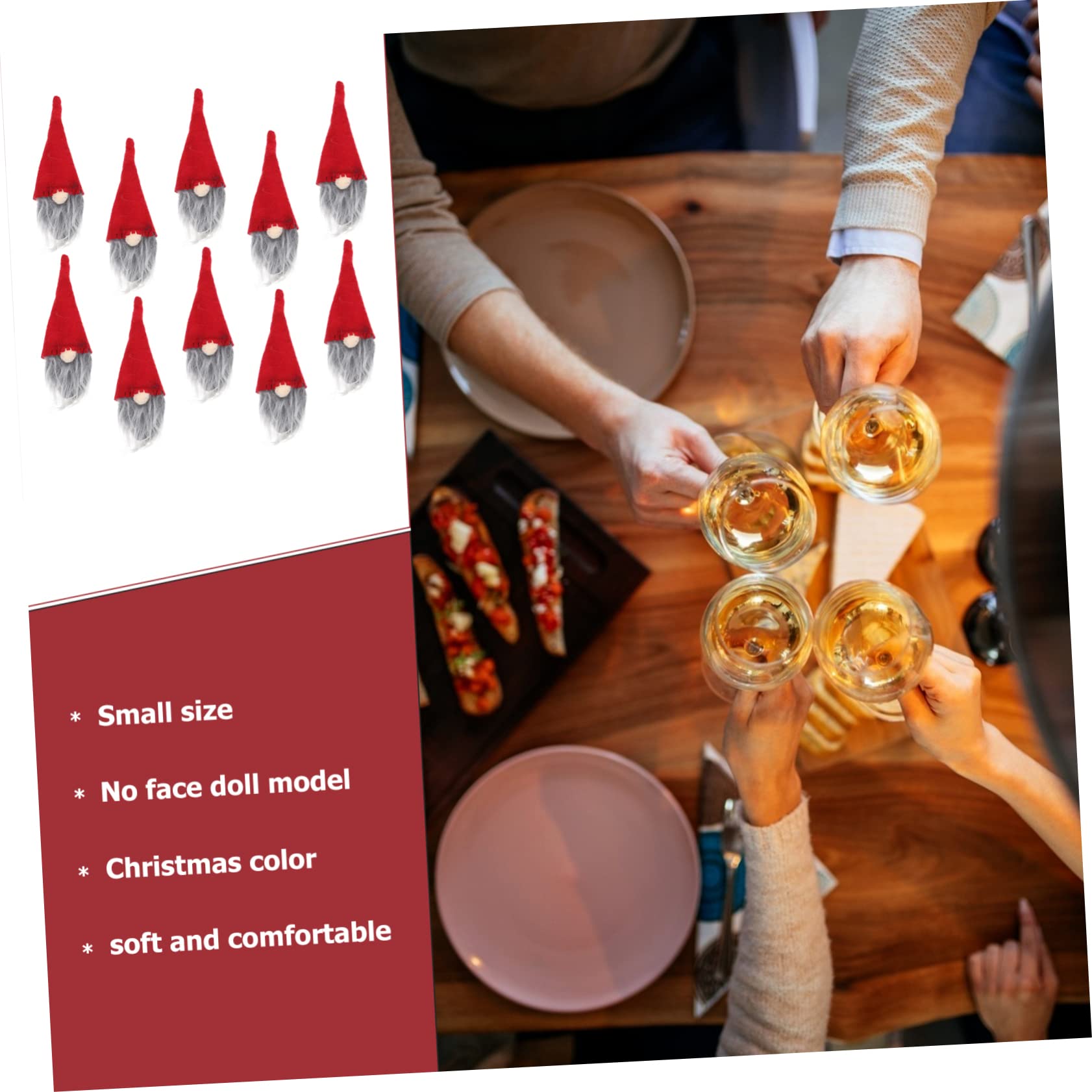 Ipetboom Lot de 10 Housses de Bouteilles de Vin Rouge en Tissu Non Tissé, Décoration Créative et Compacte pour Scène de Festival de Noël Poupée sans Visage