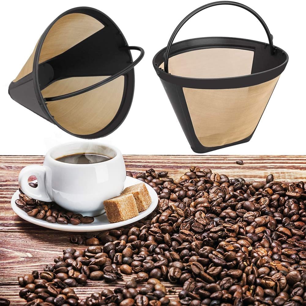 Filtri Riutilizzabili Per Caff&egrave; - 2 Pezzi In Acciaio Inox Per Macchine Da 8-12 Tazze | Rete Fine E Maniglia