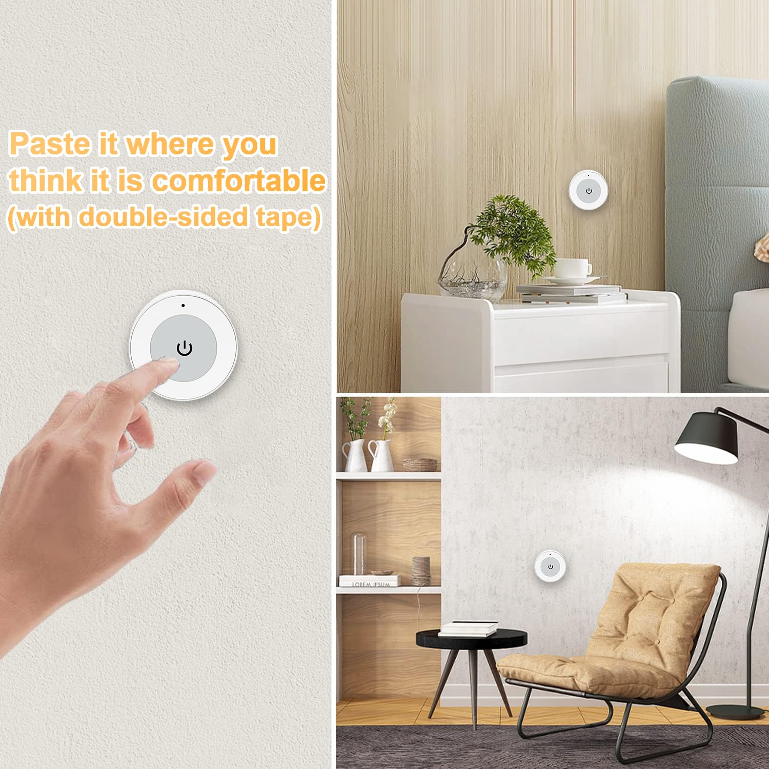 QIACHIP Light Switch and Mini Receiver Kit, 200ft RF Range,AC 110V 120V Wireless Remote Control Switch No in-Wall Wiring, No WiFi Required, for Lights, Ceiling Lights, Fans