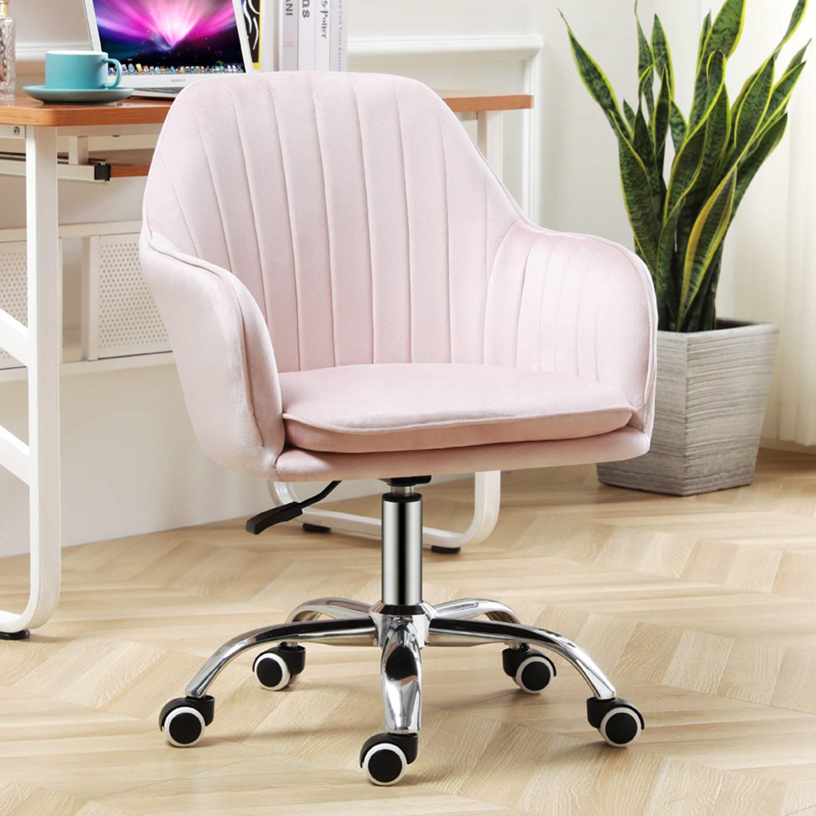 Chaise d'ordinateur ergonomique et pivotante en velours pour bureau