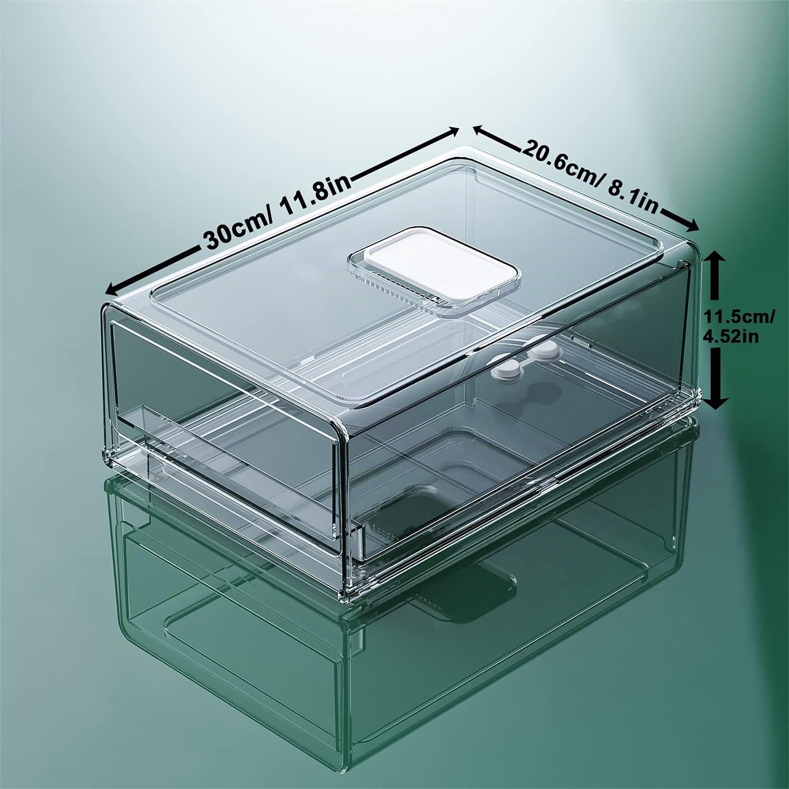 YekouMax Organizer Frigorifero, Organizzatore da Cucina Trasparente, Mantieni il Cibo Fresco e il Frigorifero in Ordine, Cassetto Portaoggetti Senza BPA, Frutta,Verdura,Carne,Snack(Larga,Set of 2)